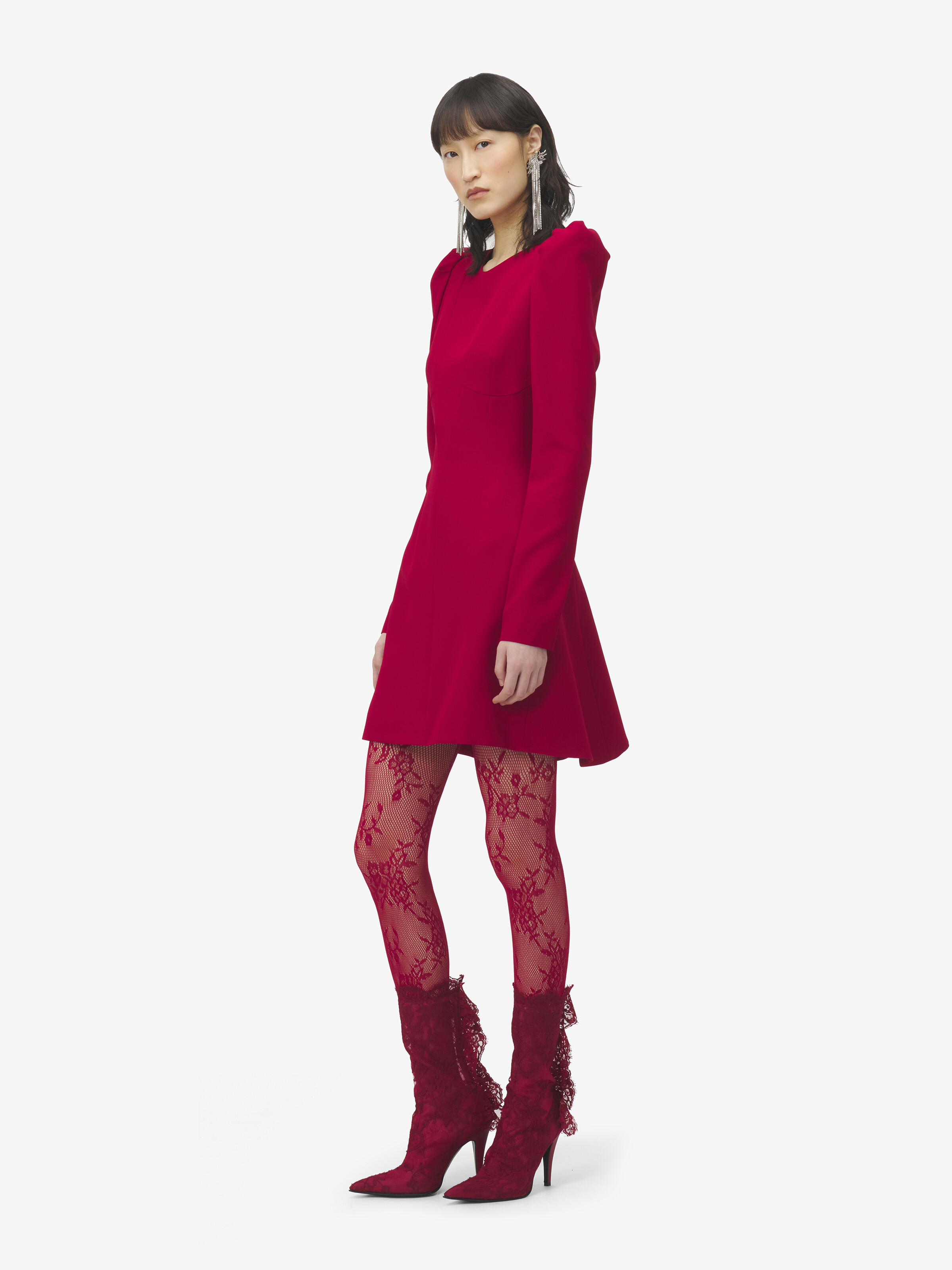 Women's Kickback Mini Dress in Crimson in 52% Viscose, 48% Acetate | Alexander McQueen - image 3