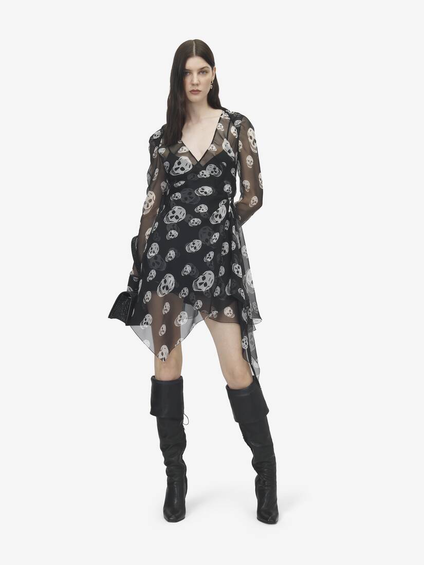 Robe portefeuille en soie à imprimé Skull | Alexander McQueen - image 2
