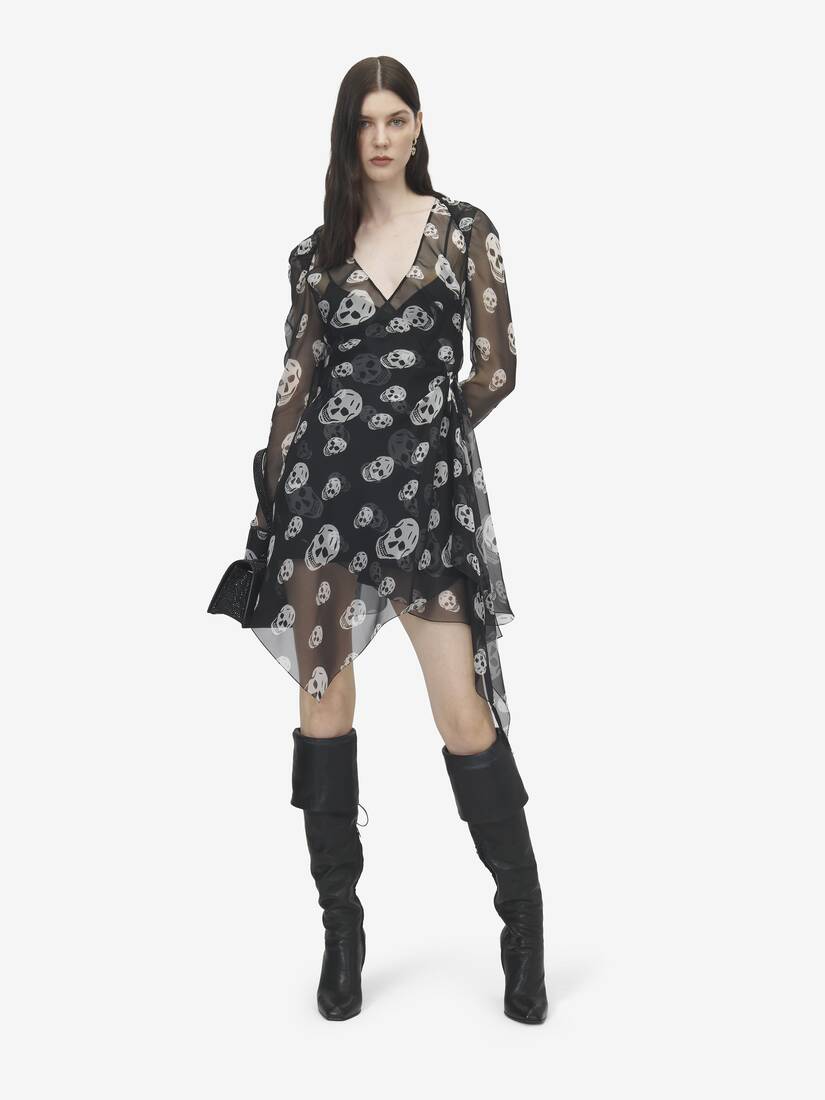 Silk Skull Print Wrap Dress | Alexander McQueen - image 2