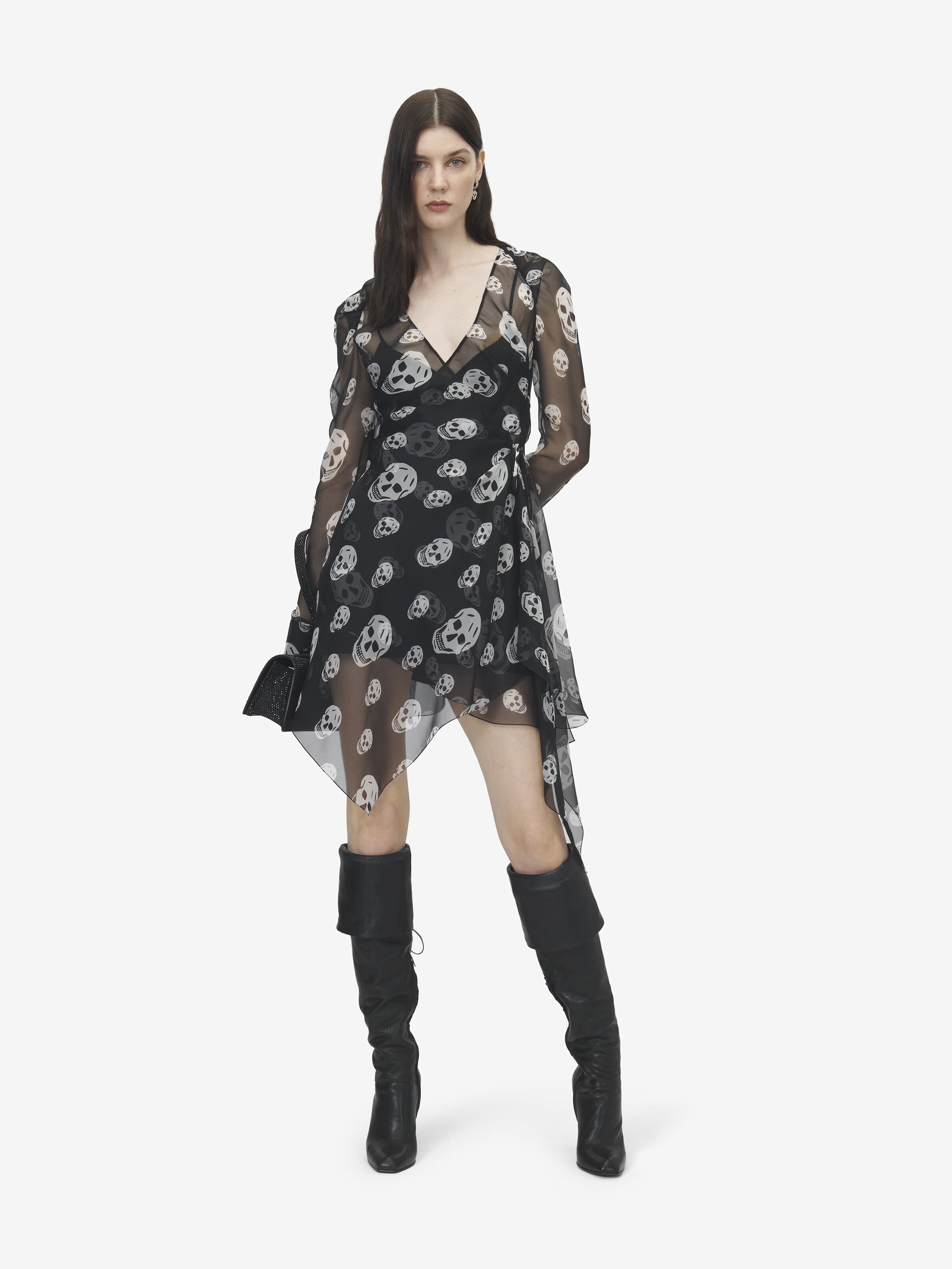 桑蚕丝骷髅印花裹身连衣裙 in  桑蚕丝 | Alexander McQueen - image 2