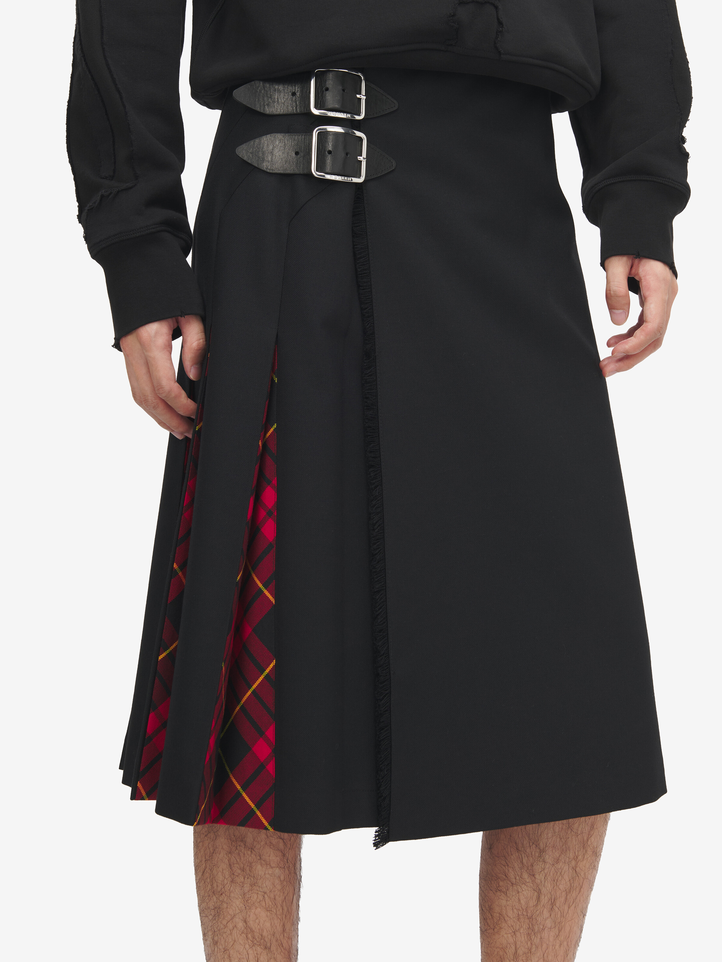 Kilt En Tartan Macqueen pour Homme en Noir in Tissu 1: 55% Polyester -  45% Laine -  Tissu 2: 55% Polyester -  45% Laine -  Doublure: 100% Coton -  Détails En Cuir: Cuir De Vachette | Alexander McQueen - image 5