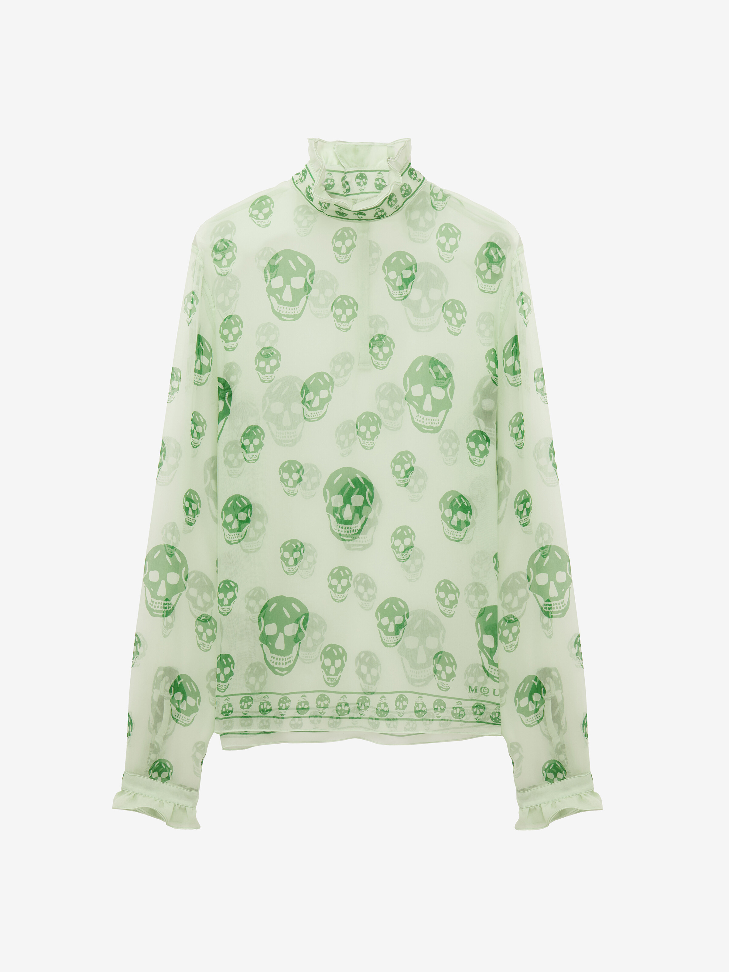 Top con stampa Skull in chiffon di seta