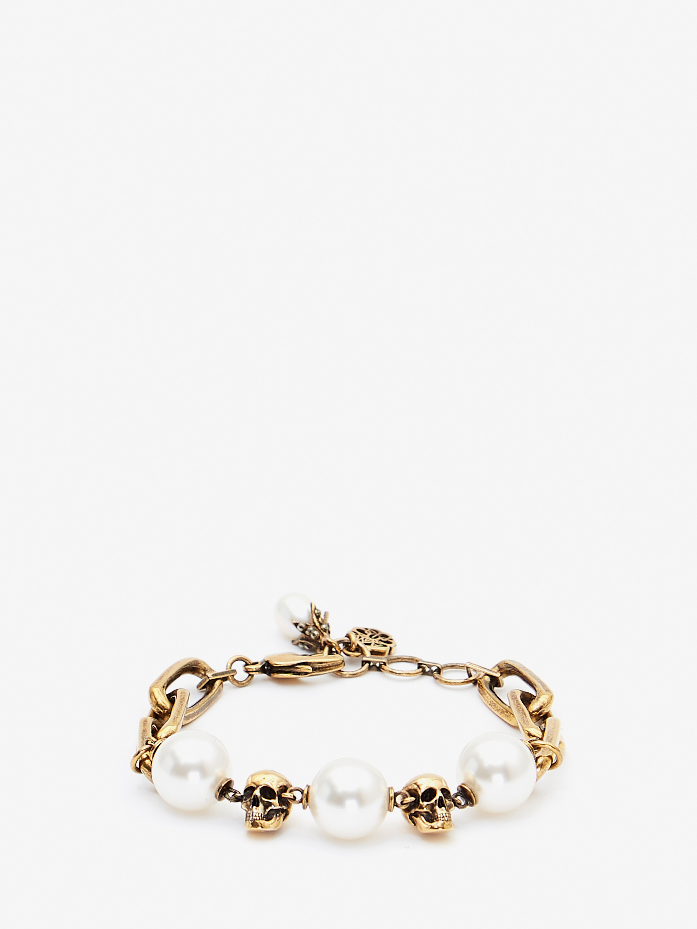 Pearl-like Skull Chain Bracelet