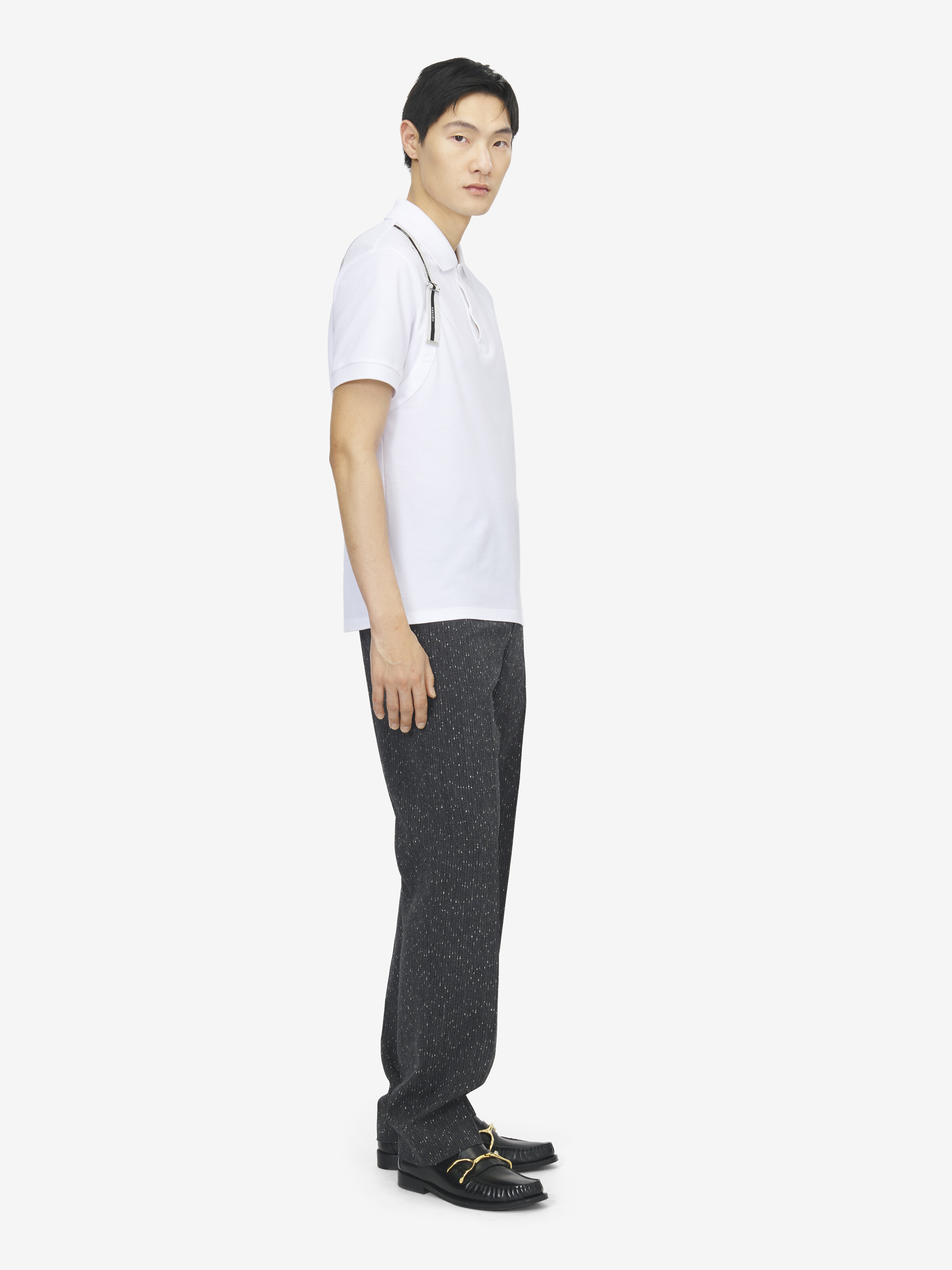 Men's Harness Polo Shirt in Optical White in 100% Cotton | Alexander McQueen - image 4
