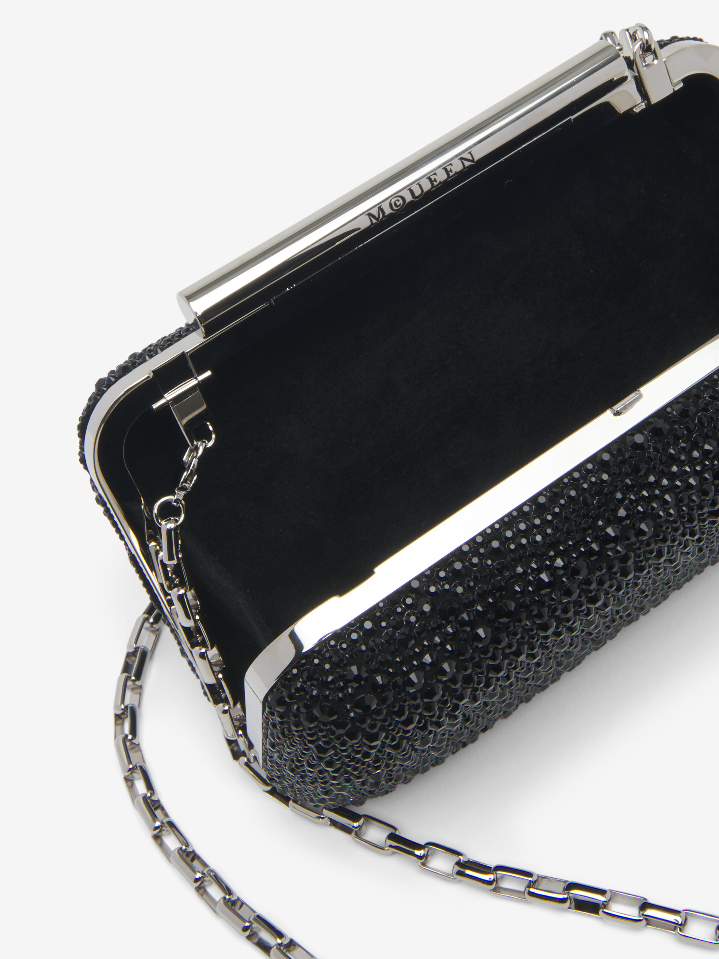 Women's Crystal T-Bar Box Clutch in Black in 100% Calf Leather | Alexander McQueen - image 4