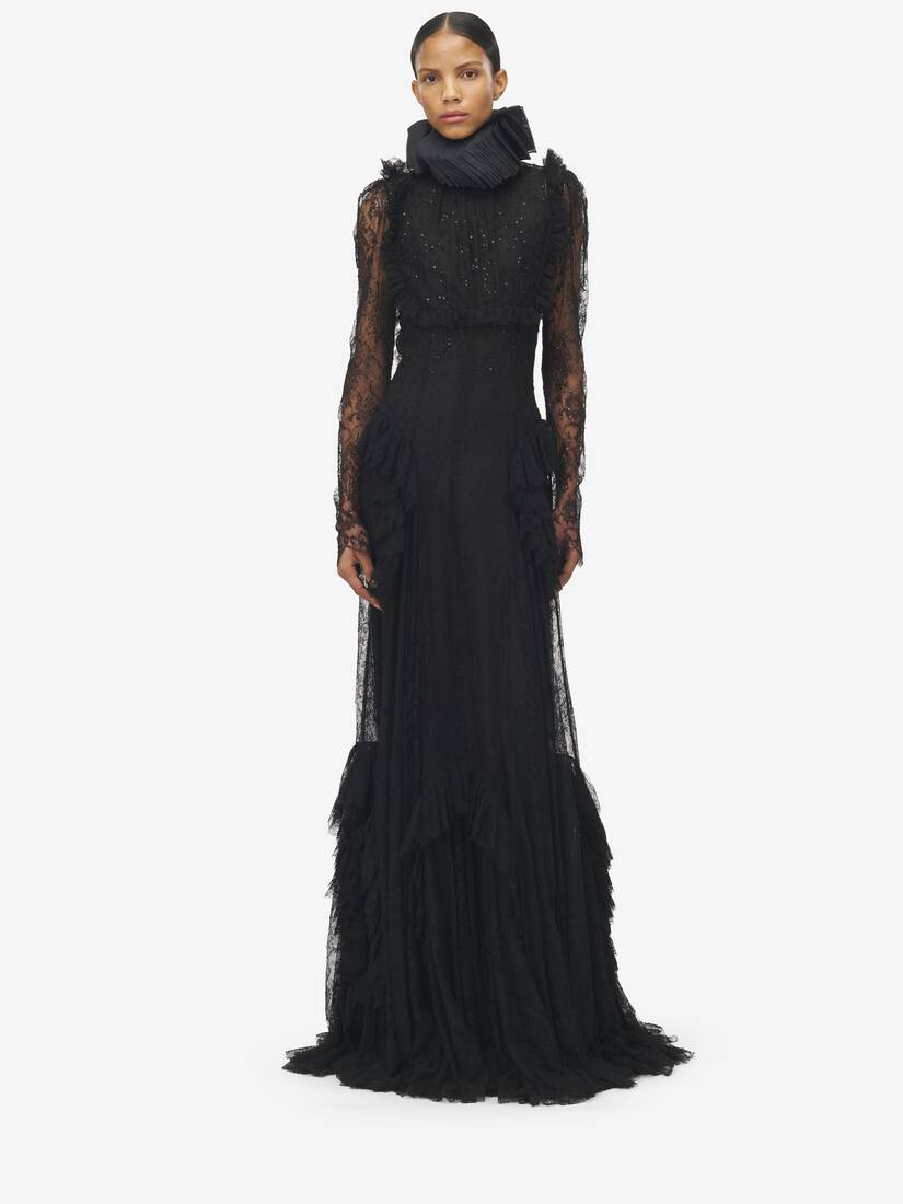 Floral Lace Embroidery Evening Dress