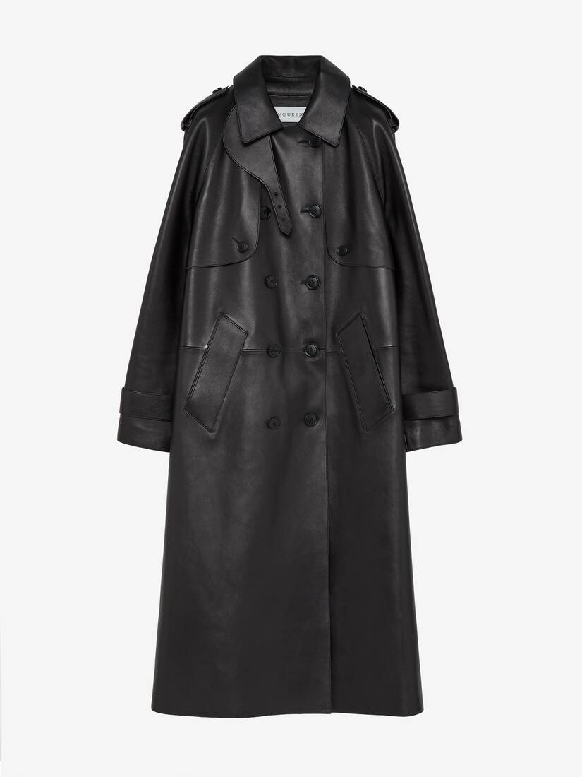 Leather Hooded Trench Coat | Alexander McQueen - image 1