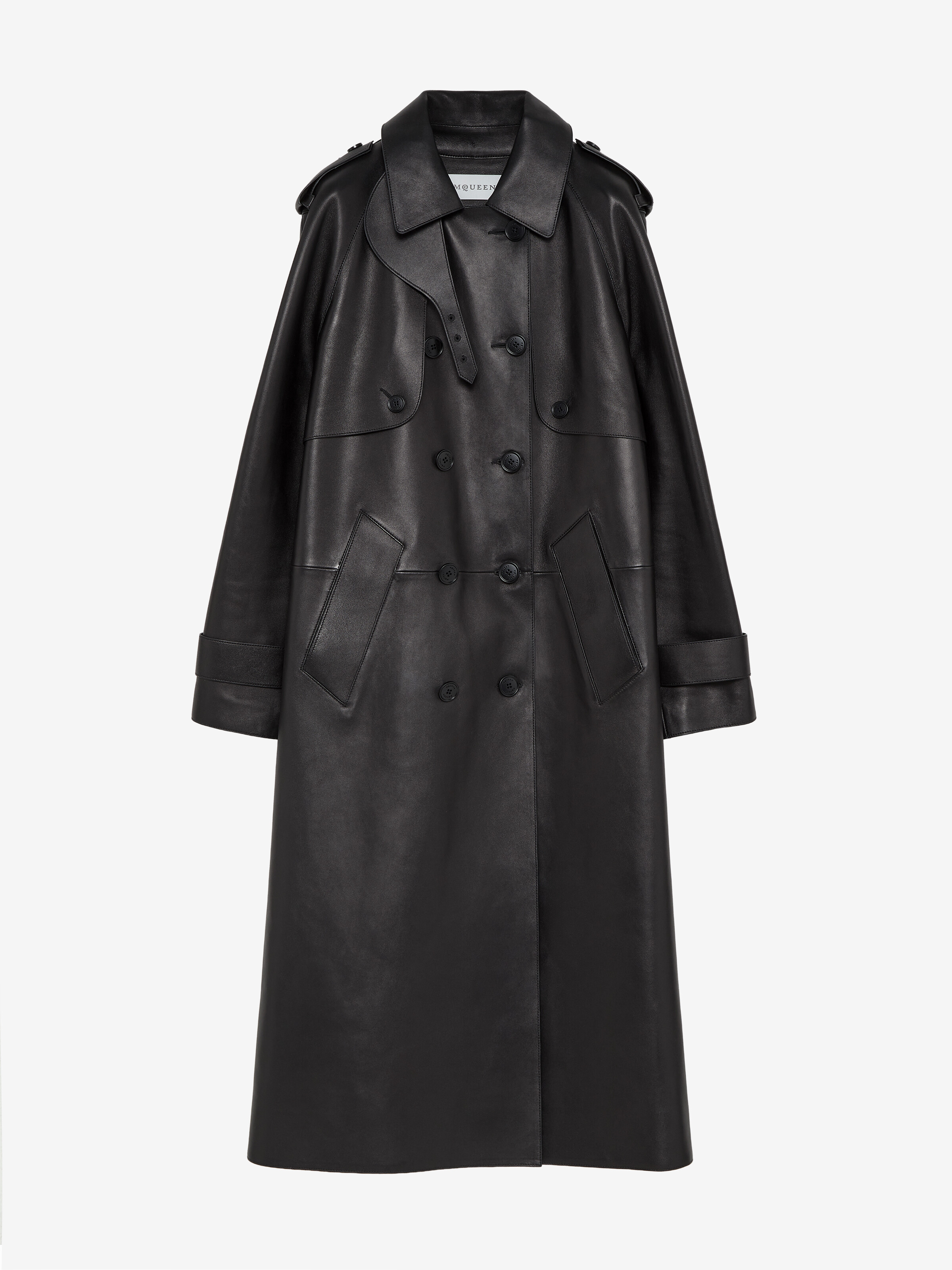 Trench-coat à capuche en cuir