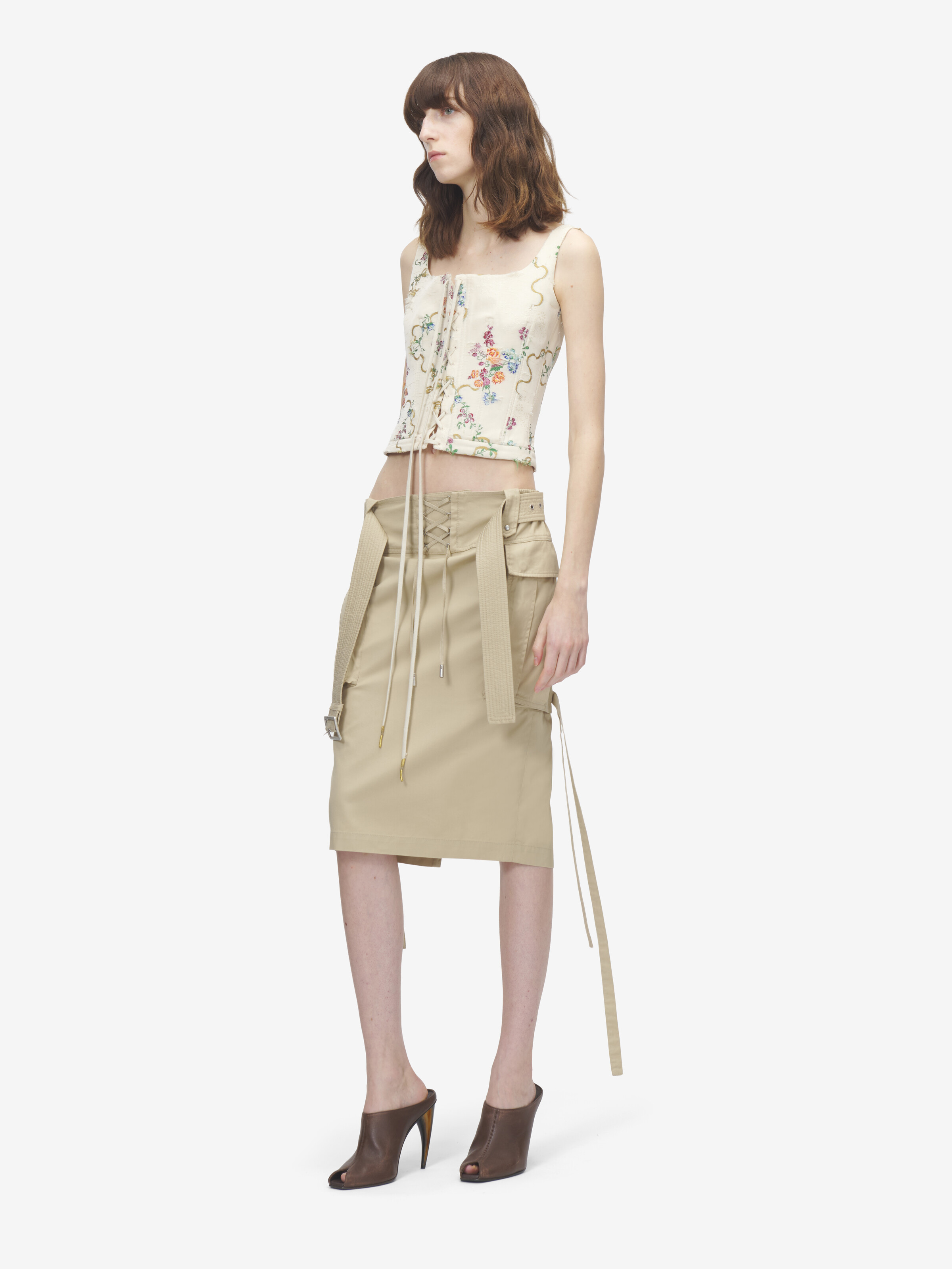 Women's Midi Cargo Skirt in Beige in 100% Cotton | Alexander McQueen - image 3
