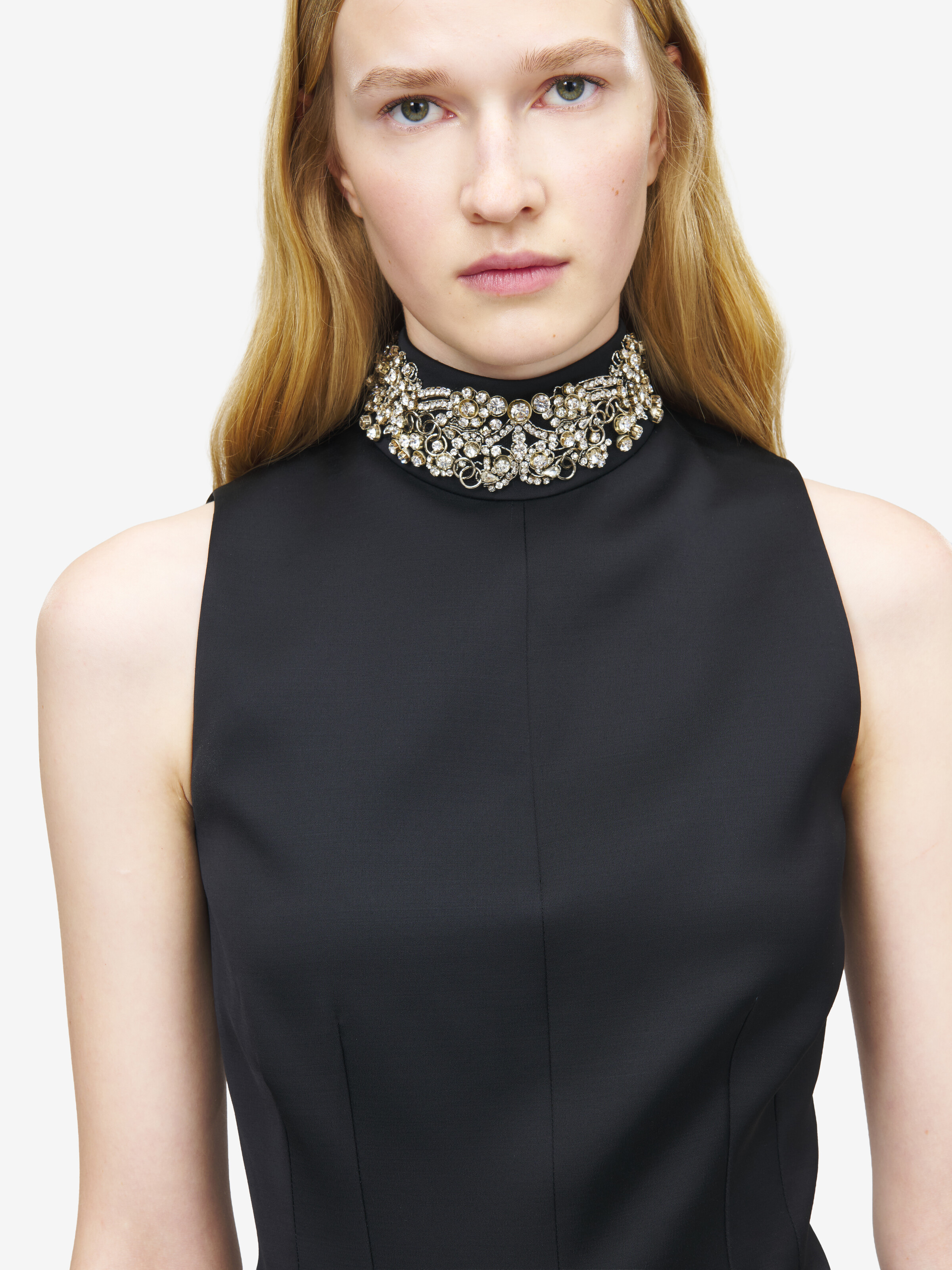 Women's Chain Mail Embroidery Top in Black in 73% Viscose, 24% Wool, 3% Elastane | Alexander McQueen - image 5