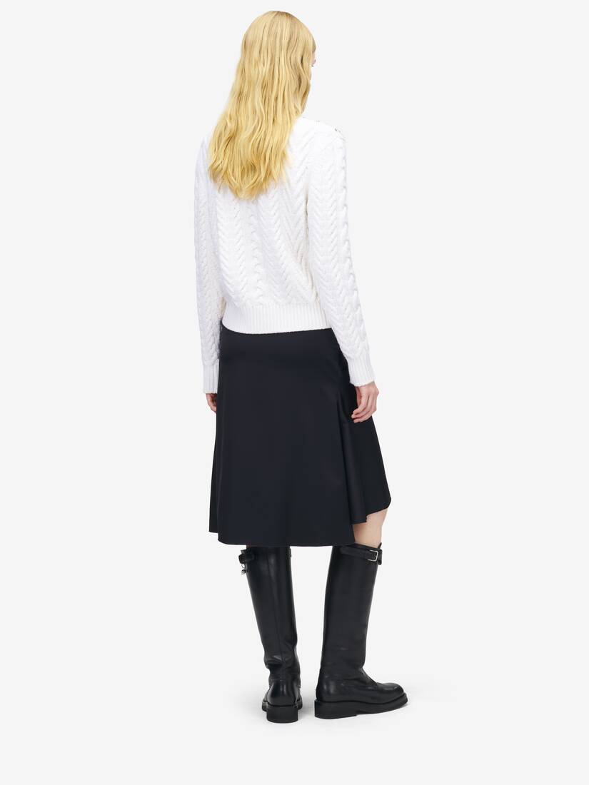 Pullover aus Zopfmusterstrick mit Kristall-Stickerei