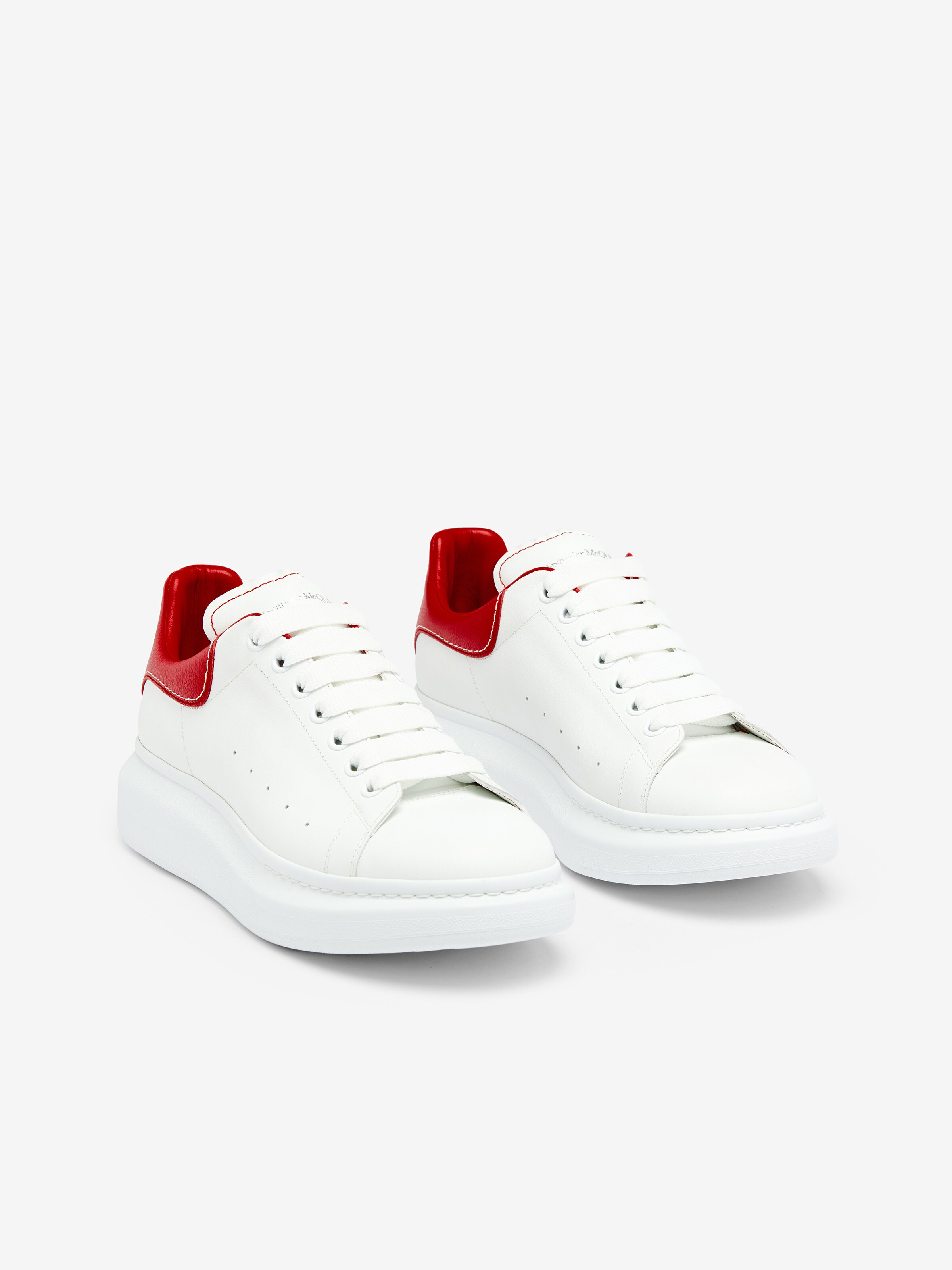 Women's Oversized Sneaker in White/Red in Calf Leather | Alexander McQueen - image 3