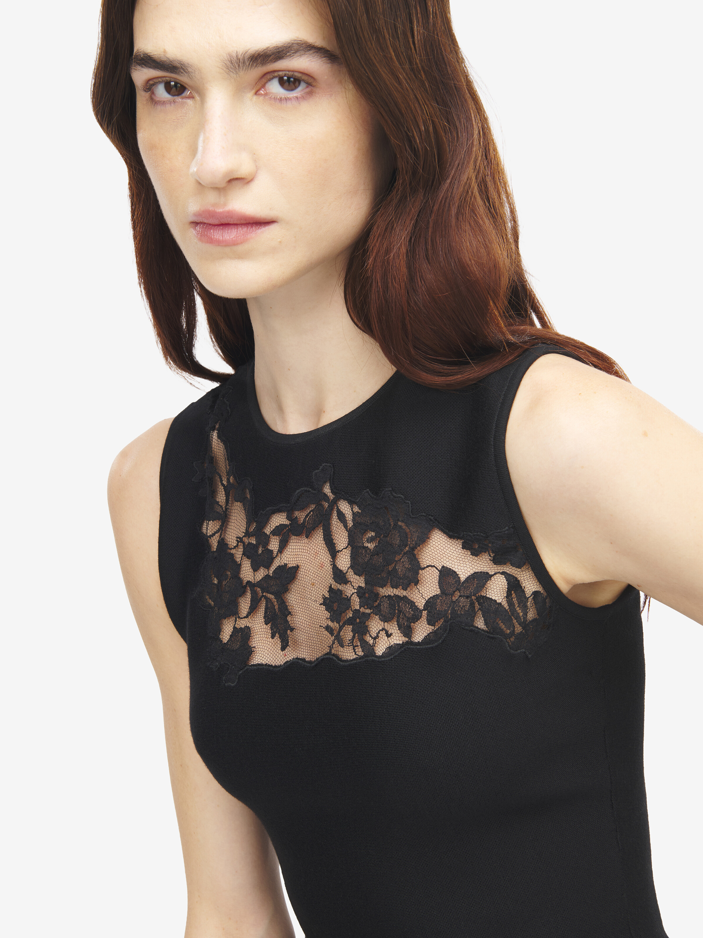 Women's Heritage Lace Peplum Top in Black in 48% Viscose, 44% Wool, 7% Polyamide, 1% Elastane | Alexander McQueen - image 5