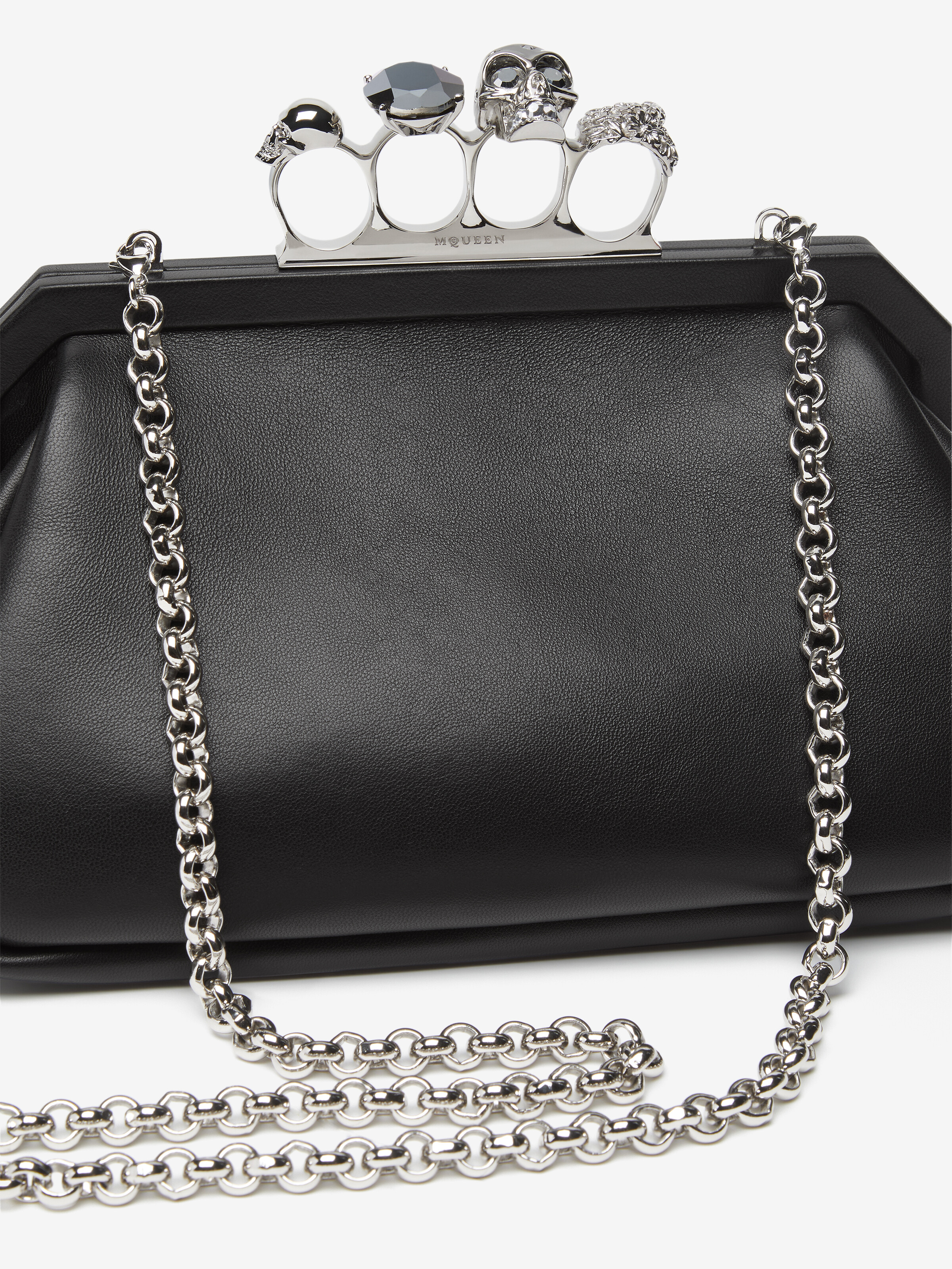 Women's Knuckle Soft Clutch in Black in Calf Leather | Alexander McQueen - image 6