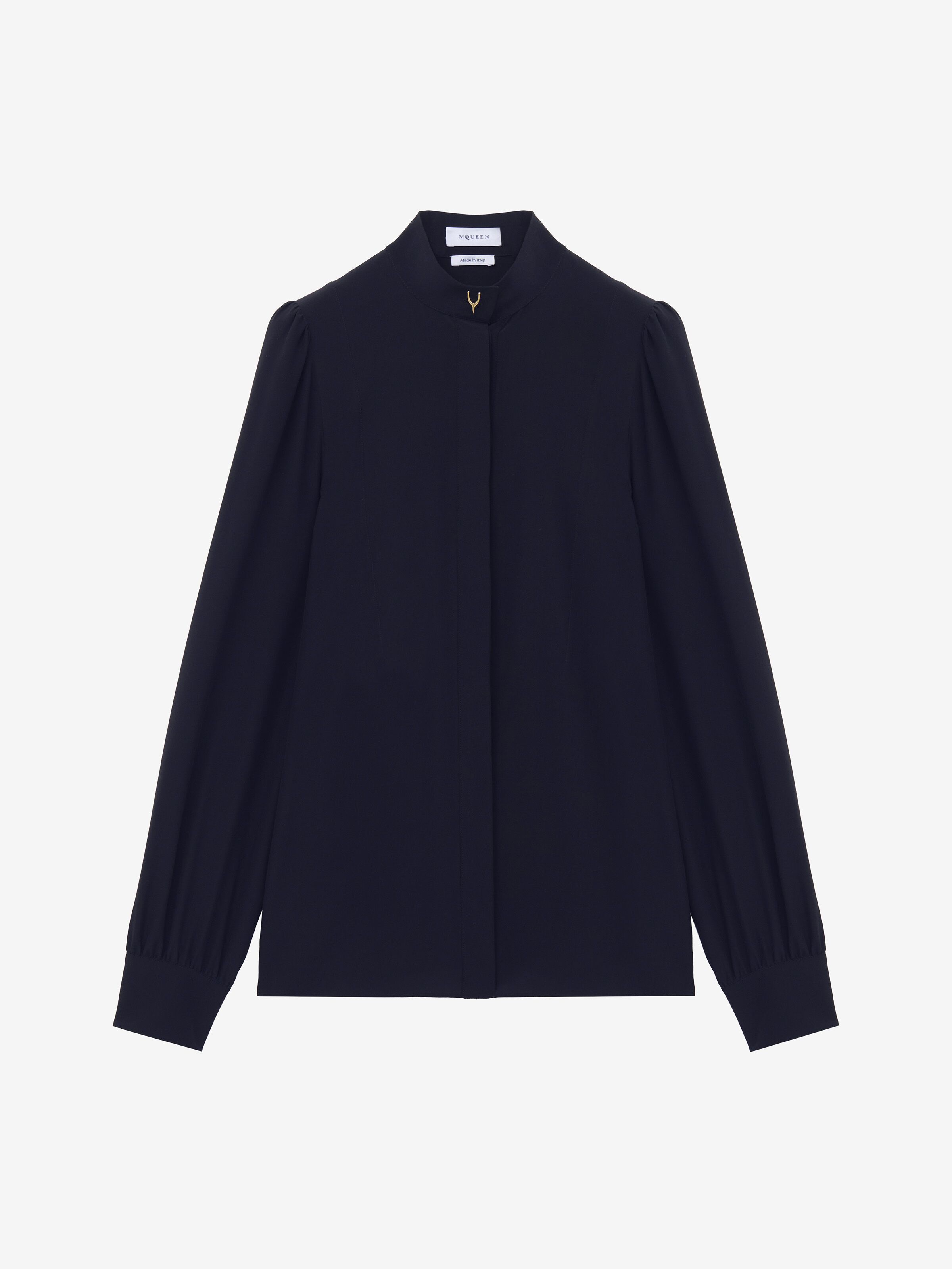 Chemise Wishbone en soie pour Femme en Bleu Indigo in 100% Soie | Alexander McQueen - image 1