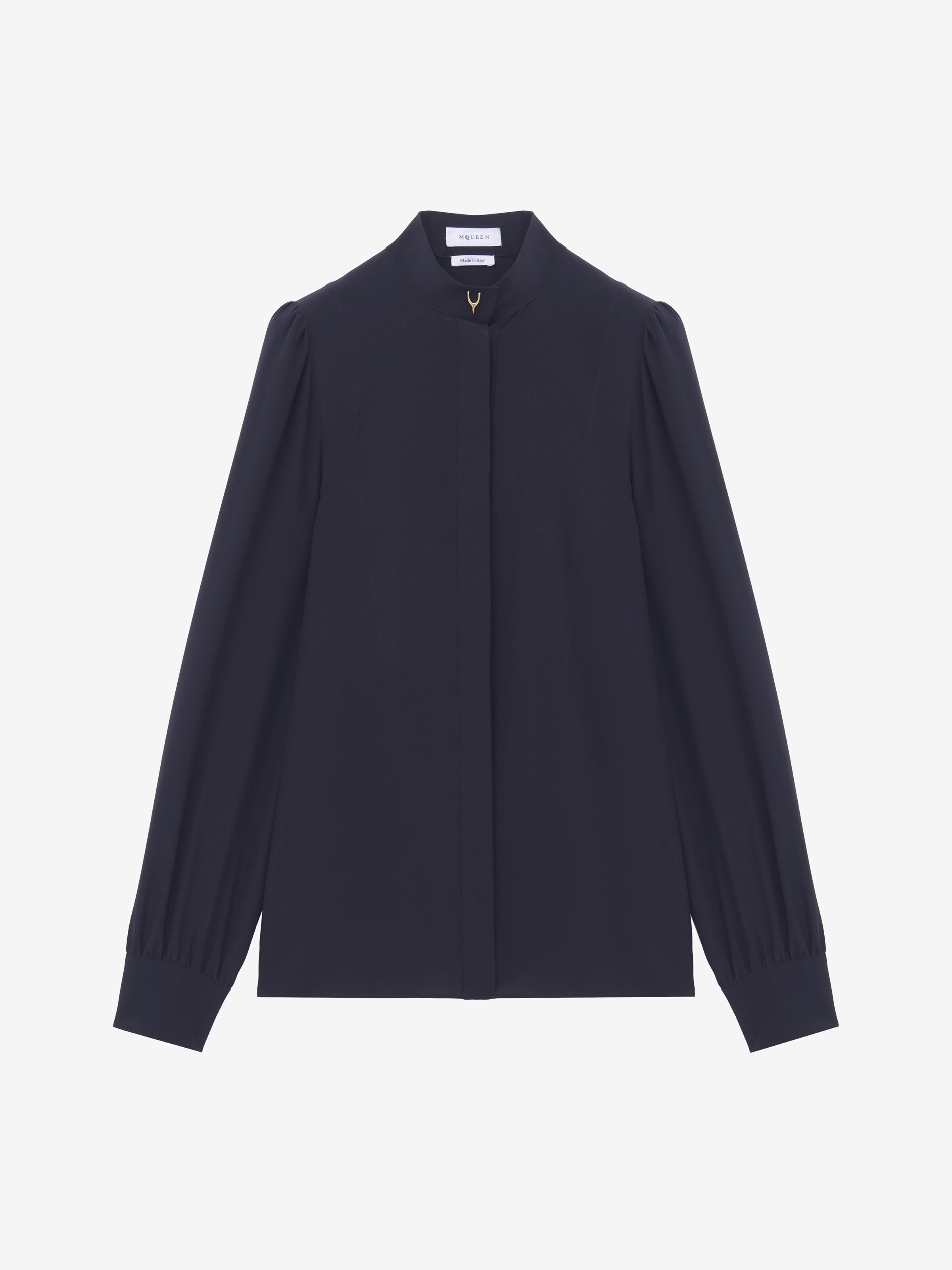 Women's Wishbone Silk Shirt in Indigo in 100% Silk | Alexander McQueen - image 1