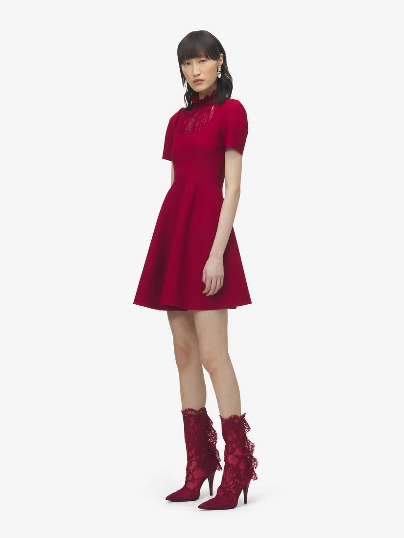 レース パネル ミニドレス