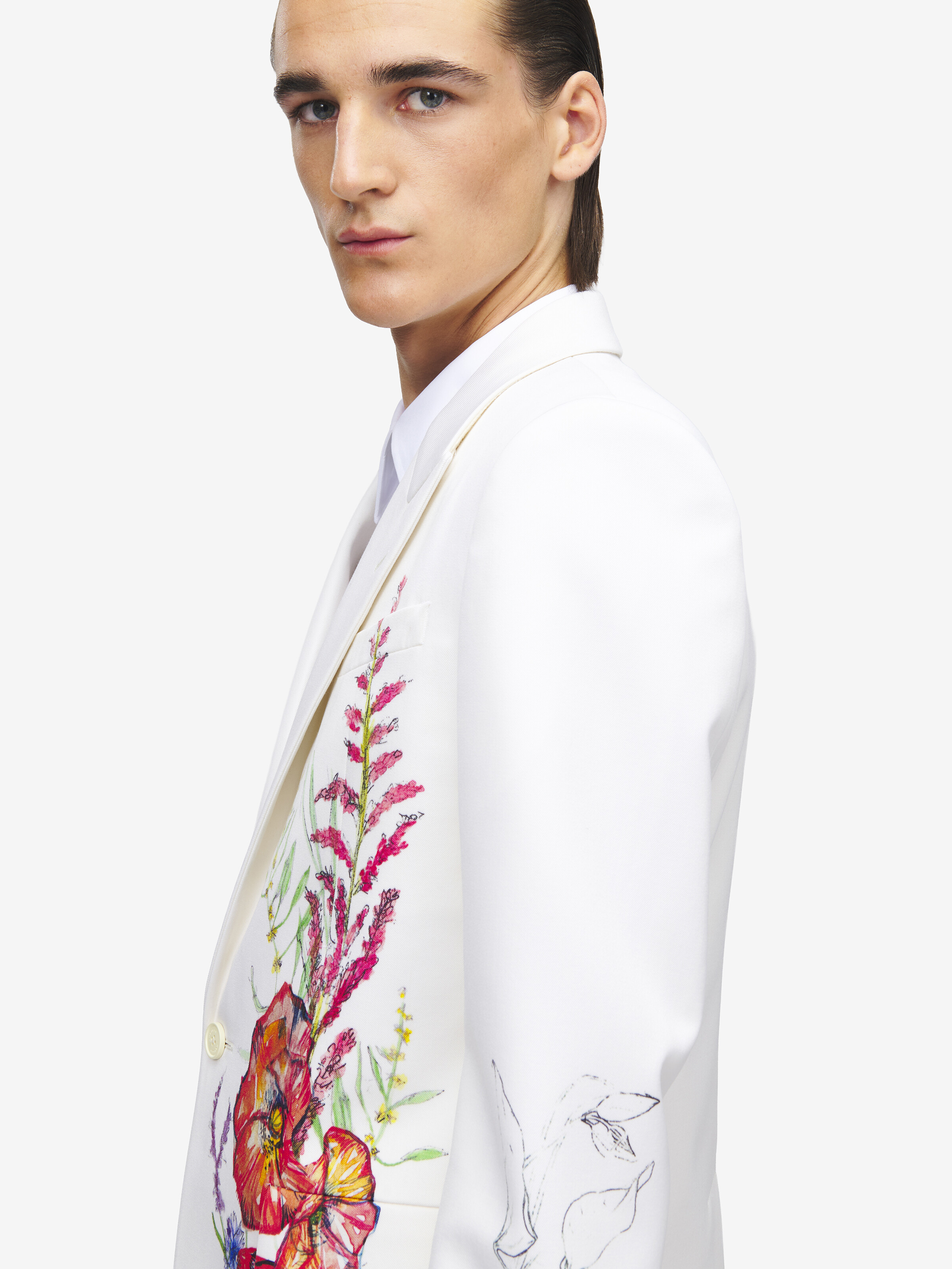 Men's Meadow Floral Single-breasted Jacket in Multicolor in 100% Wool | Alexander McQueen - image 6