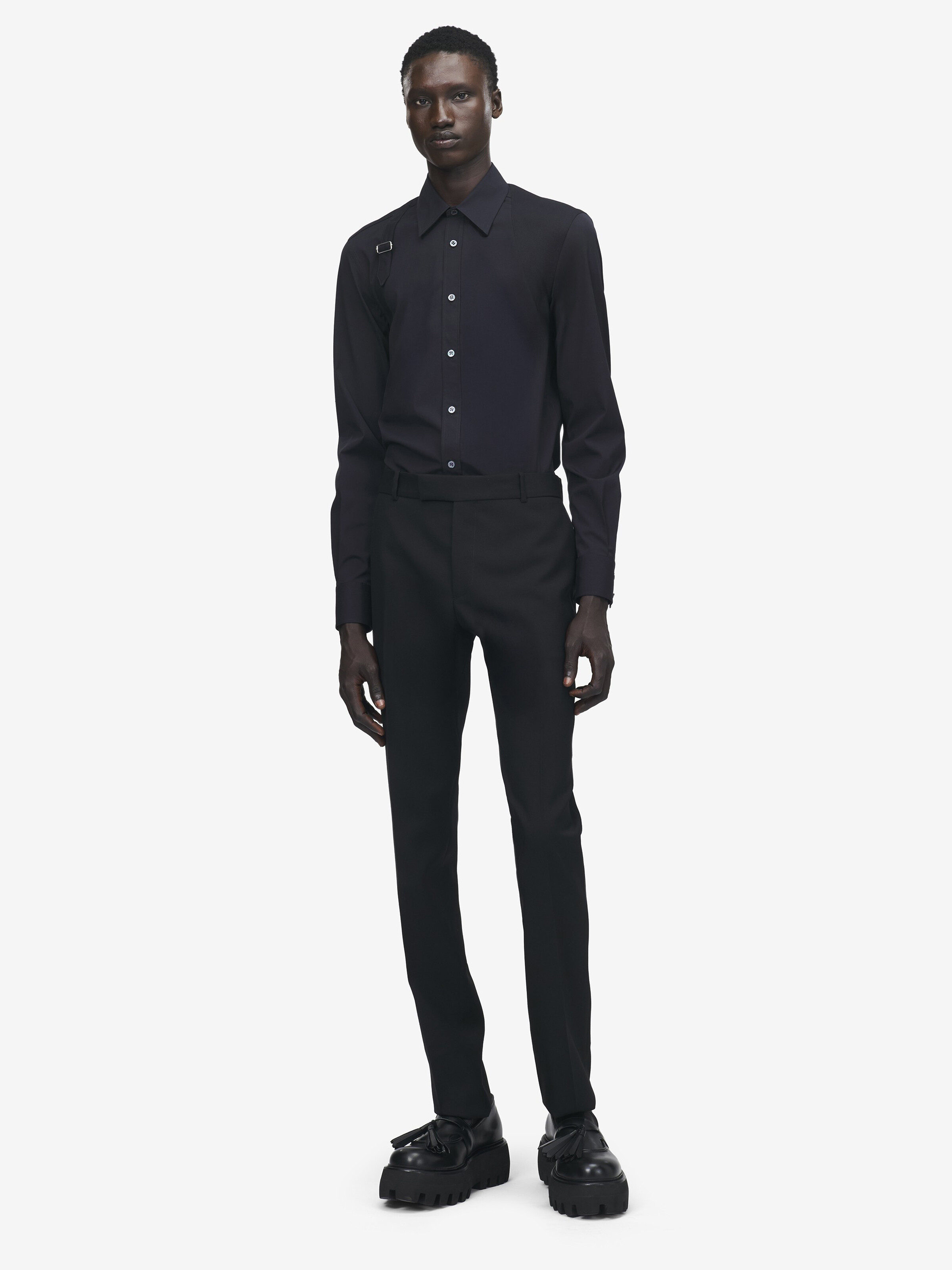 Men's Harness Shirt in Black in Fabric: 97% Cotton, 3% Elastane, Details: 100% Cotton | Alexander McQueen - image 2