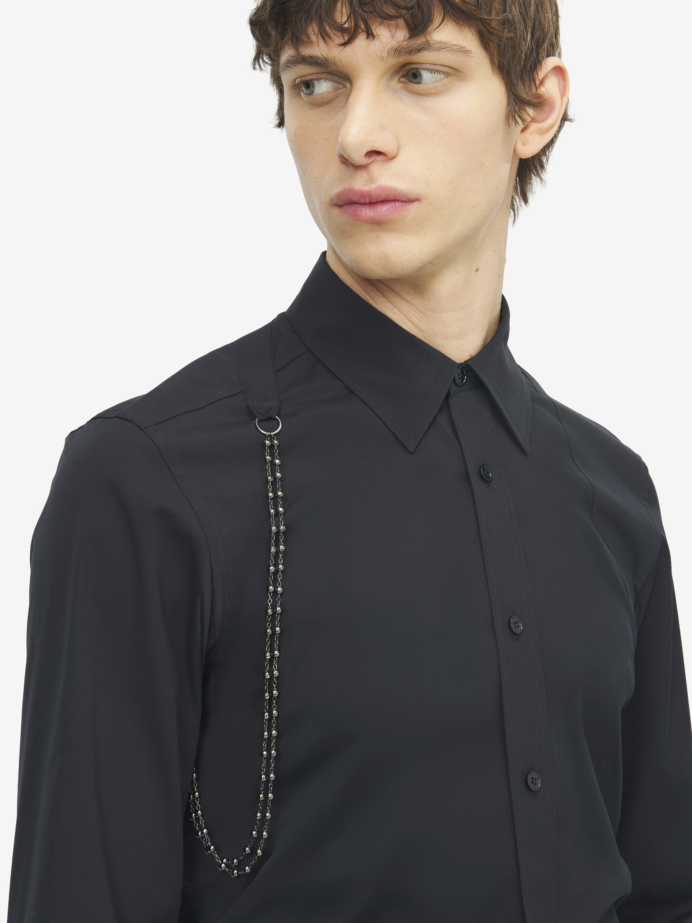 Chemise à harnais en chaîne pour Homme en Noir in 97% Coton, 3% Elastan | Alexander McQueen - image 5