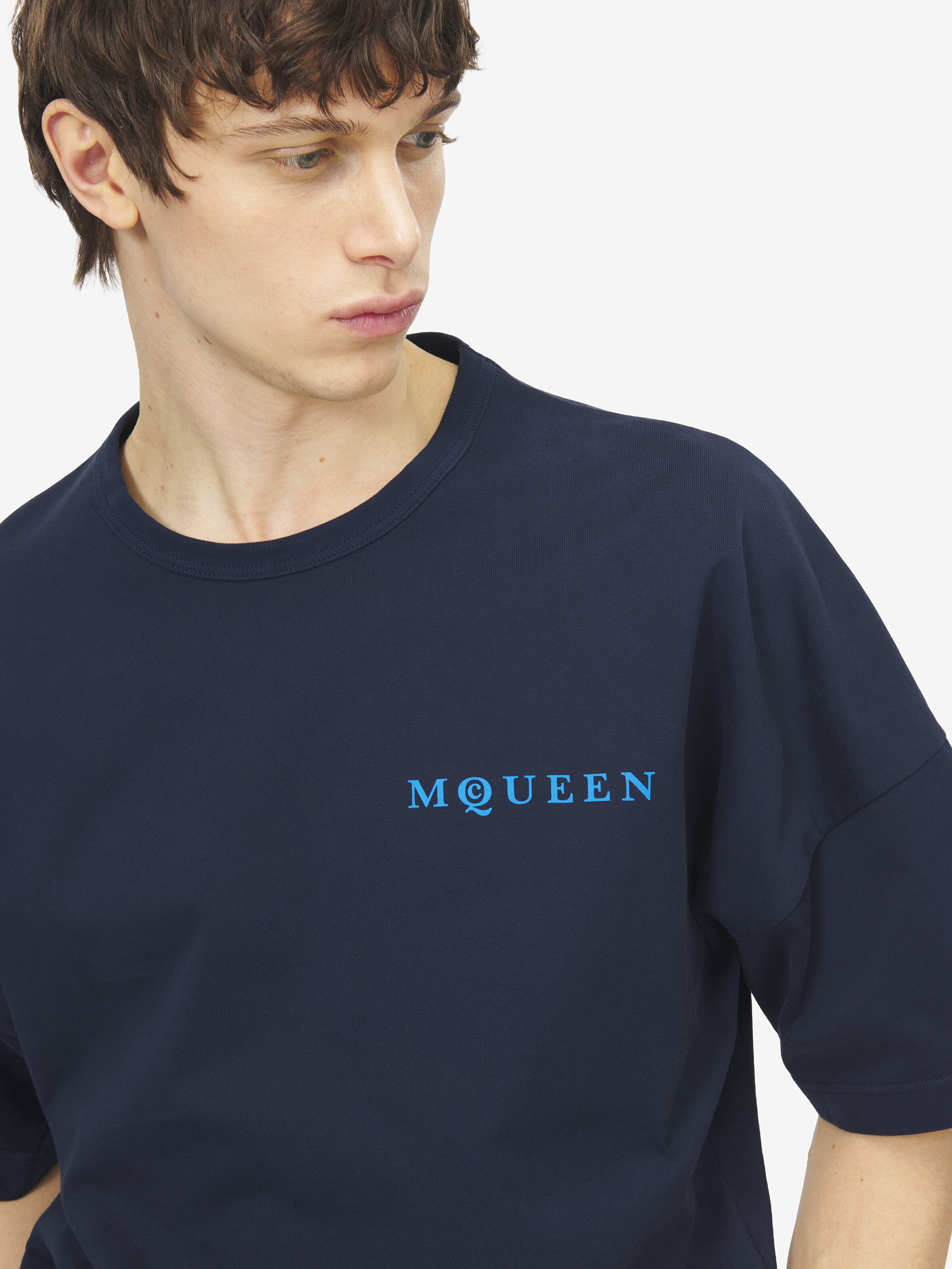 Men's Logo Oversized T-shirt in Blue in Fabric: 100% Cotton, Trimming: 100% Cotton | Alexander McQueen - image 5