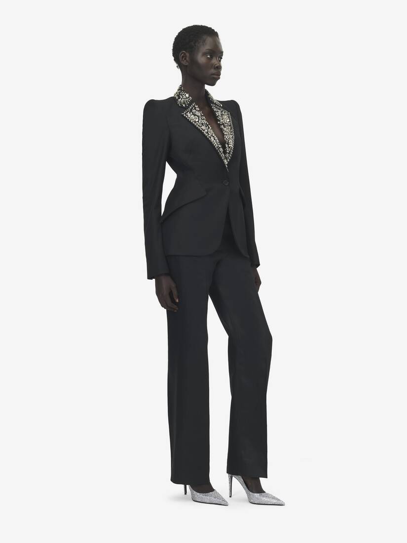 Embroidered Lapel Single-breasted Jacket | Alexander McQueen - image 3