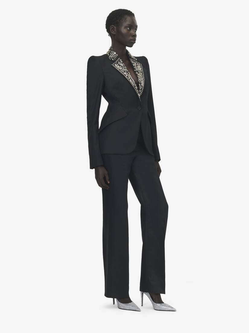 Embroidered Lapel Single-breasted Jacket | Alexander McQueen - image 3