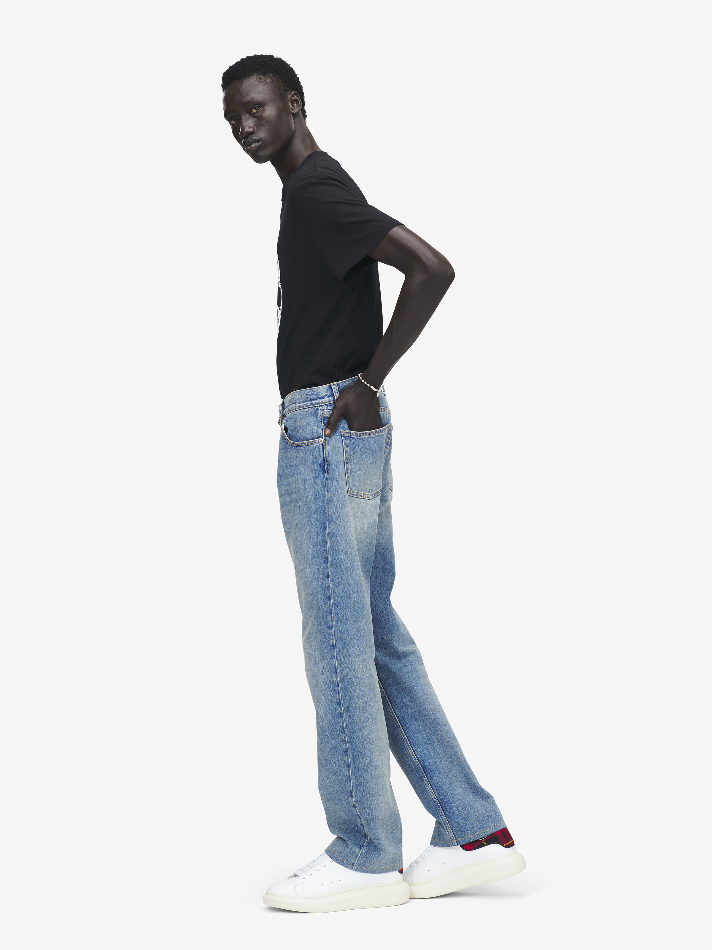 Jean Droit pour Homme en Bleu Délavé in 100% Coton | Alexander McQueen - image 3