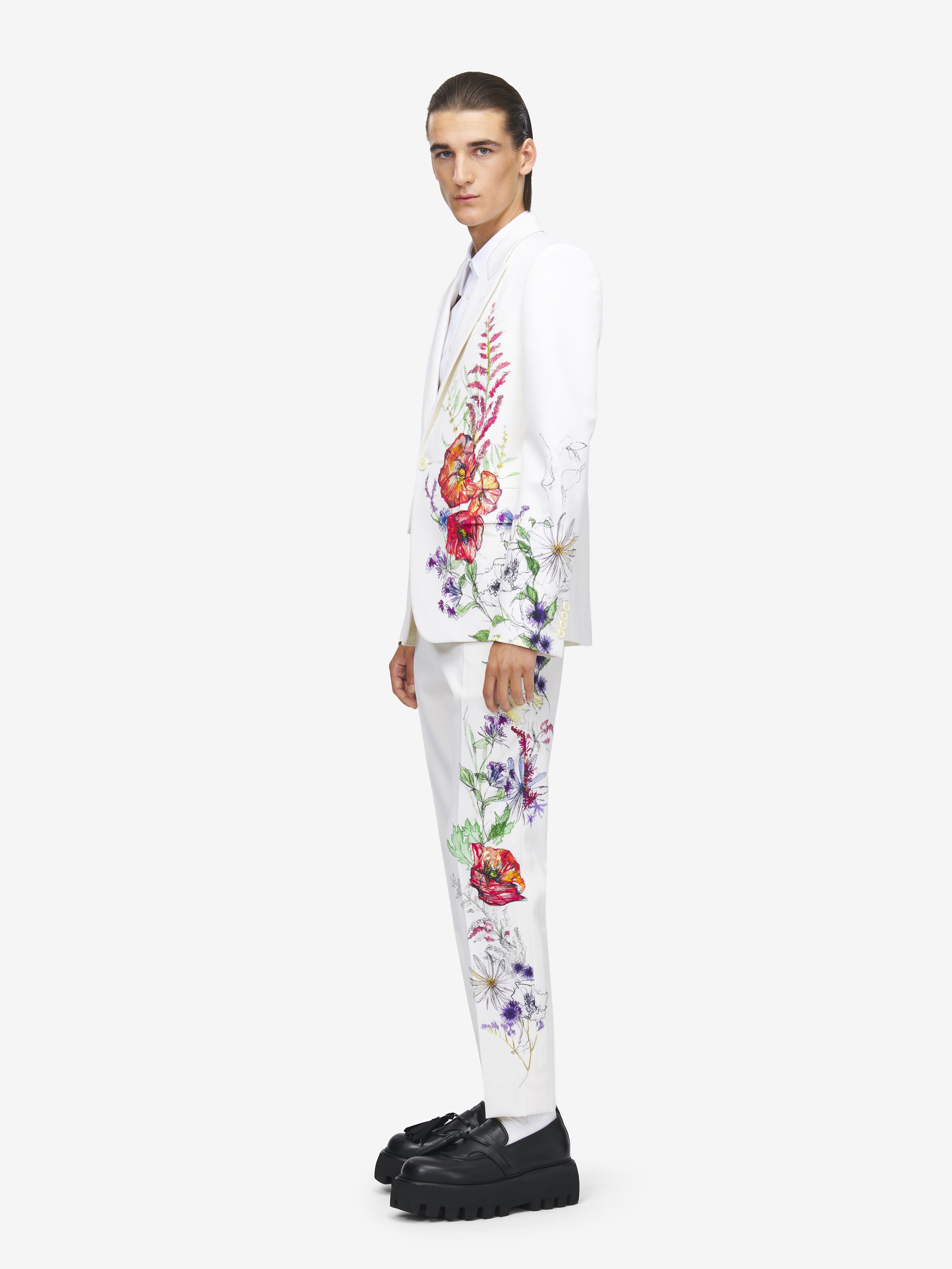 Men's Meadow Floral Single-breasted Jacket in Multicolor in 100% Wool | Alexander McQueen - image 4