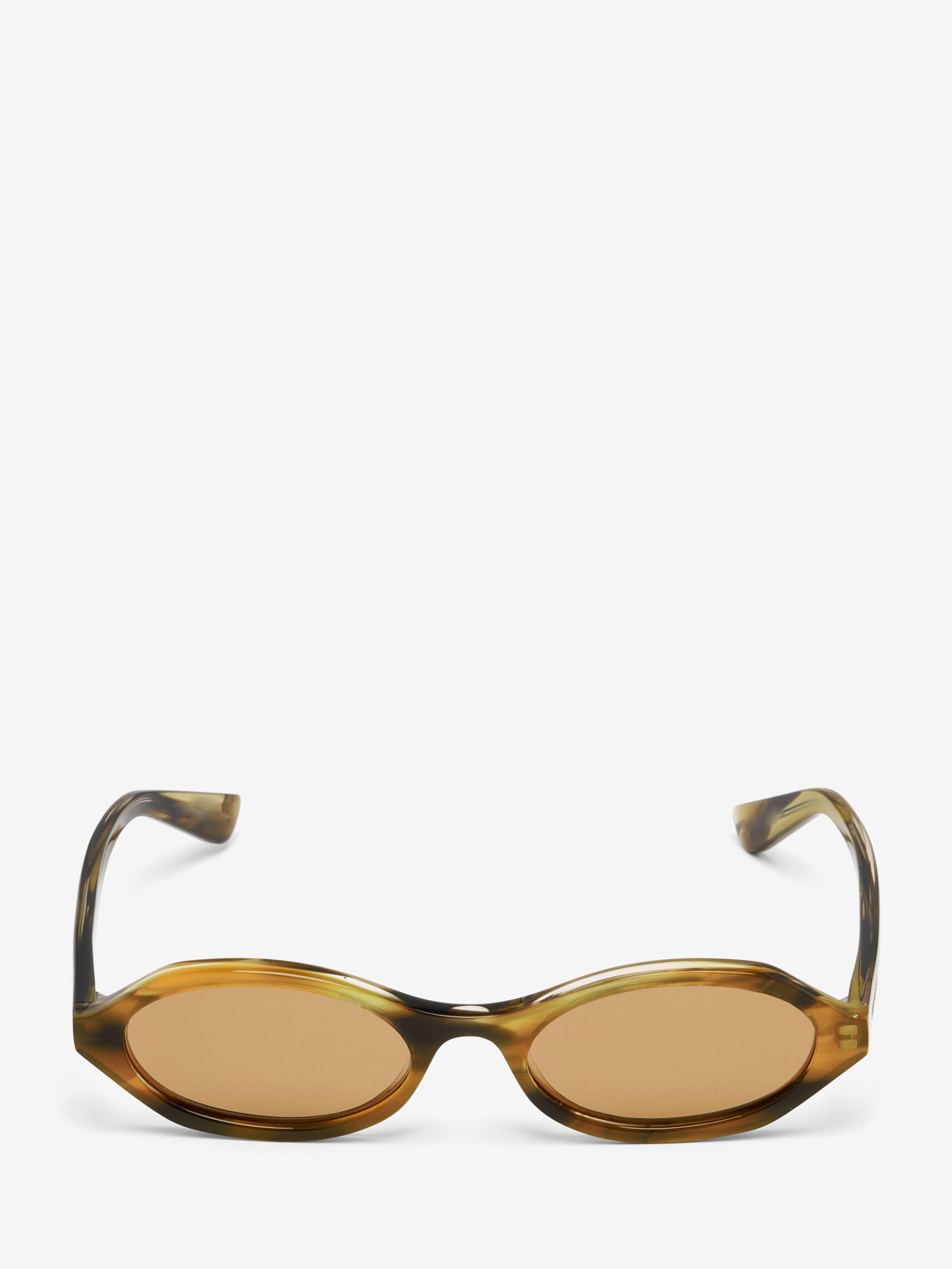 Women's Geometric Oval Sunglasses in Dark Brown in Plastic | Alexander McQueen - image 1