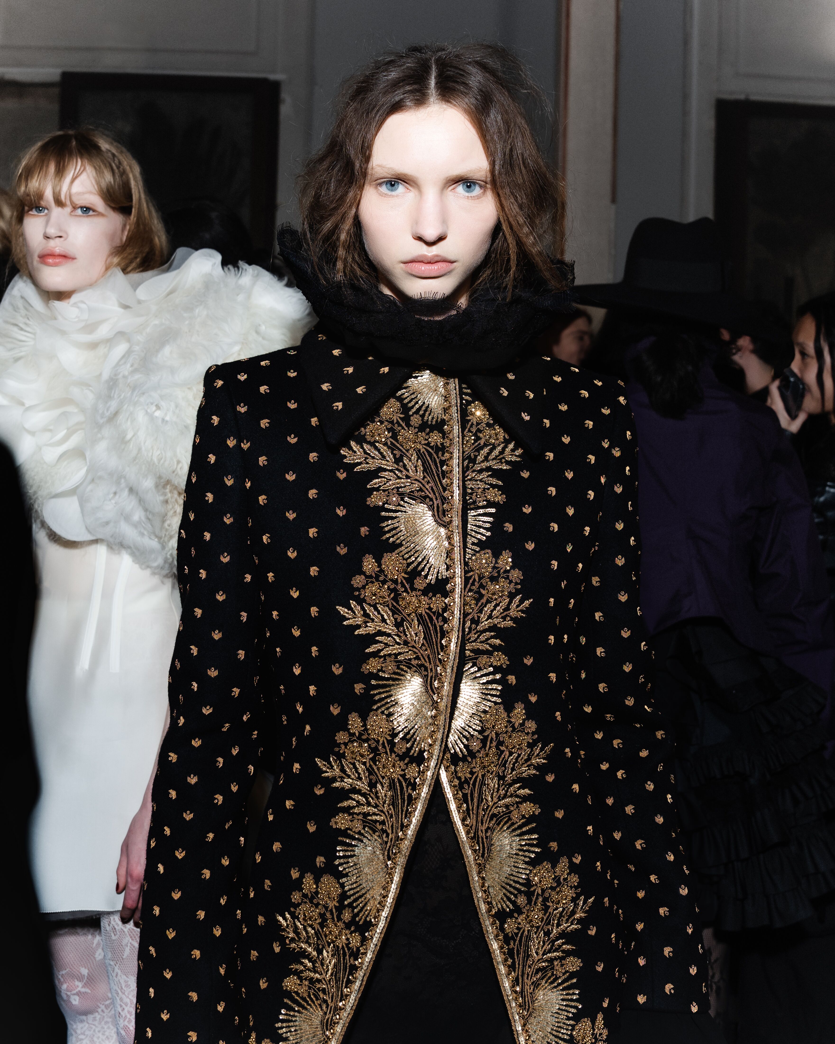 Model backstage at McQueen Autumn Winter 2025 Show