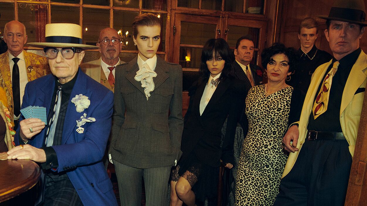 George Skeggs and Florence Joelle at Coach and Horses Soho for McQueen Autumn Winter 2025 Pre-collection shoot