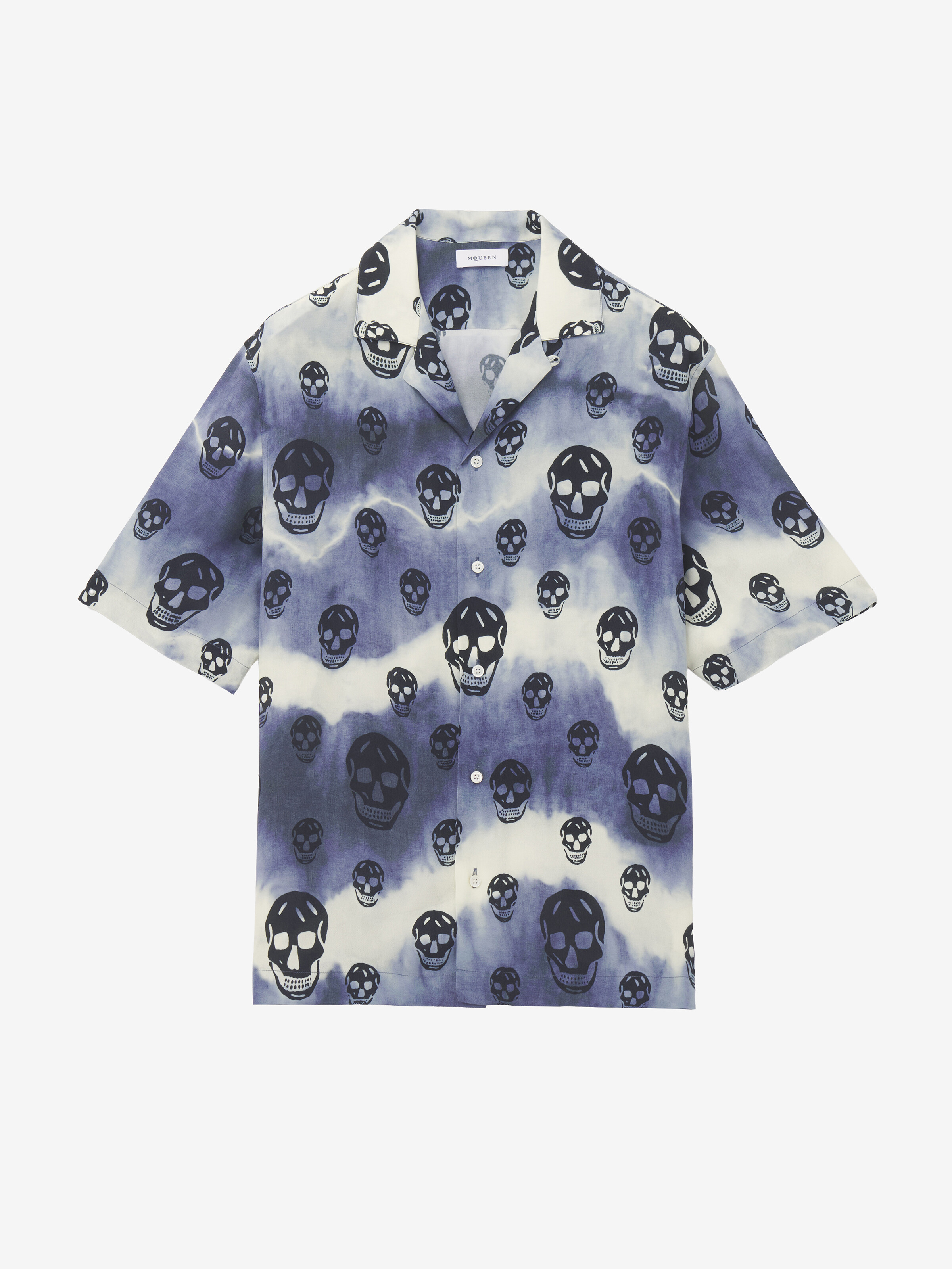 Chemise hawaïenne Skull dégradée pour Homme en Indigo/Blanc Ivoire in 100% Viscose | Alexander McQueen - image 1