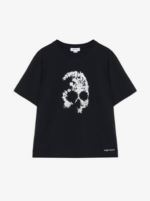 Women's Lace Skull T-shirt in Black | McQueen CA