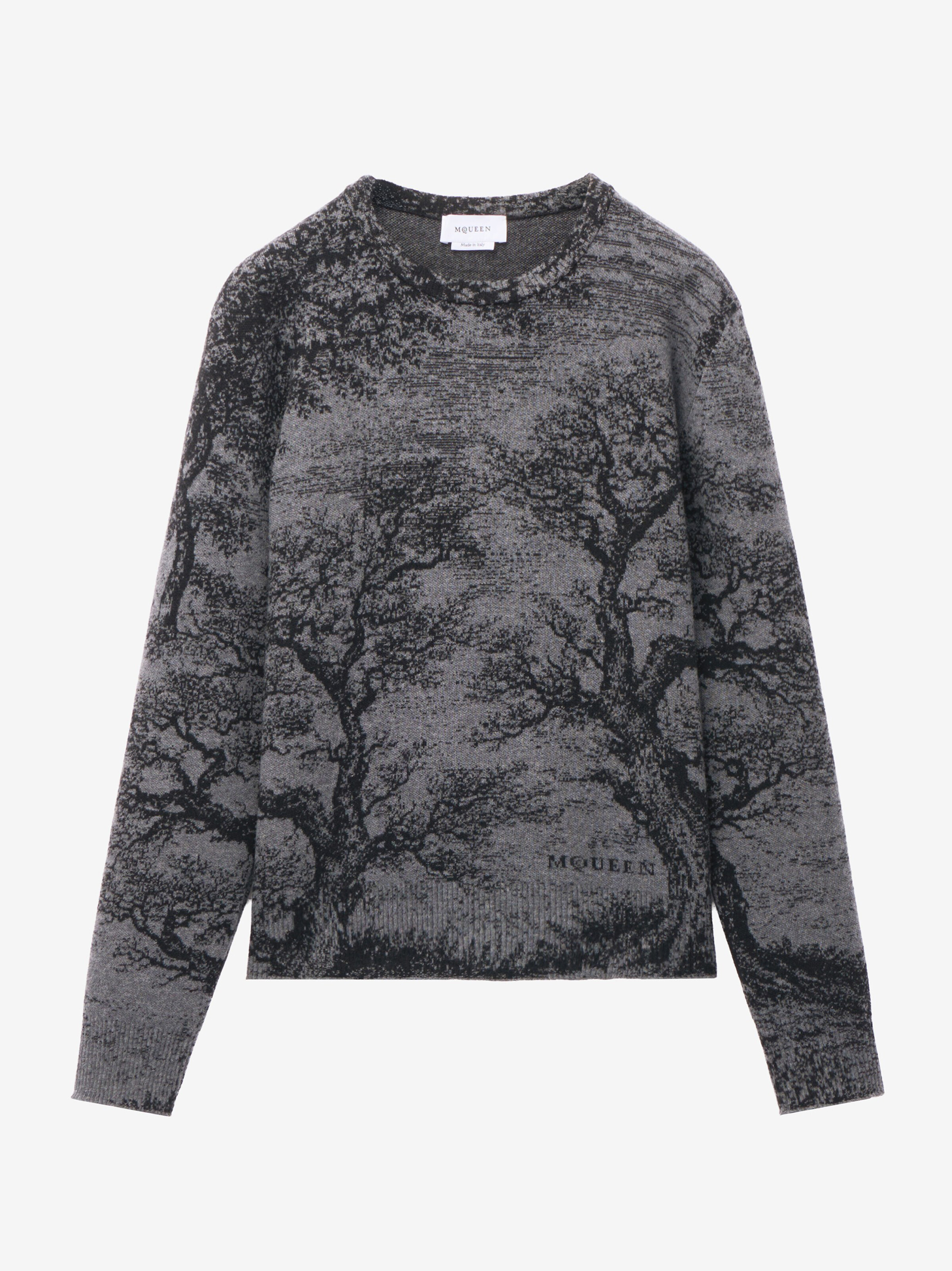Men's Tree Of Life' Jacquard Jumper in Black in 100% Wool | Alexander McQueen - image 1