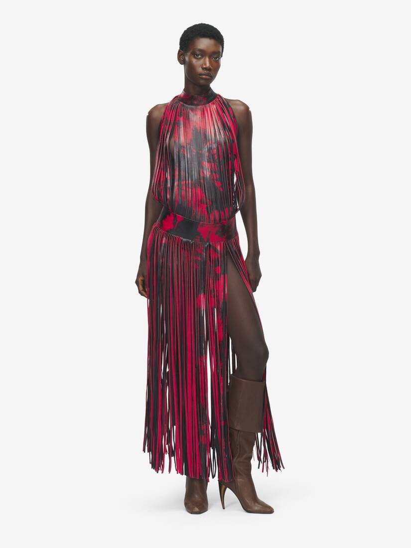 Leather Floral Fringe Dress | Alexander McQueen - image 2