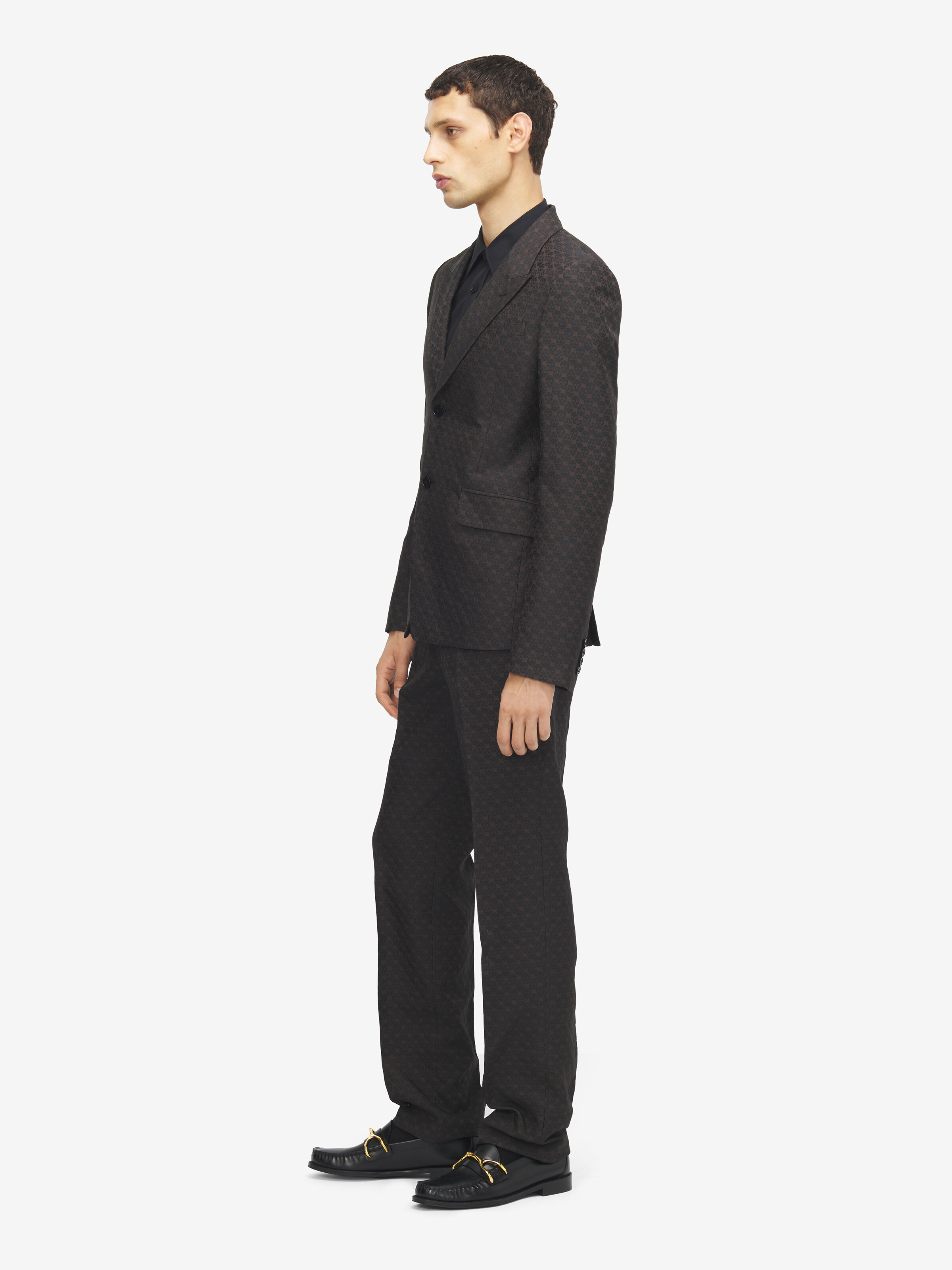 Veste à simple boutonnage, en jacquard Skull pour Homme en Marron in 78% Viscose, 22% Polyester | Alexander McQueen - image 3