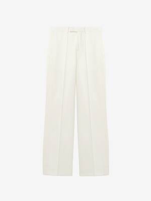 Alexander Mcqueenホワイトデニムパンツ メンズ Men's Wide Leg Evening Trousers in Ivory | McQueen US