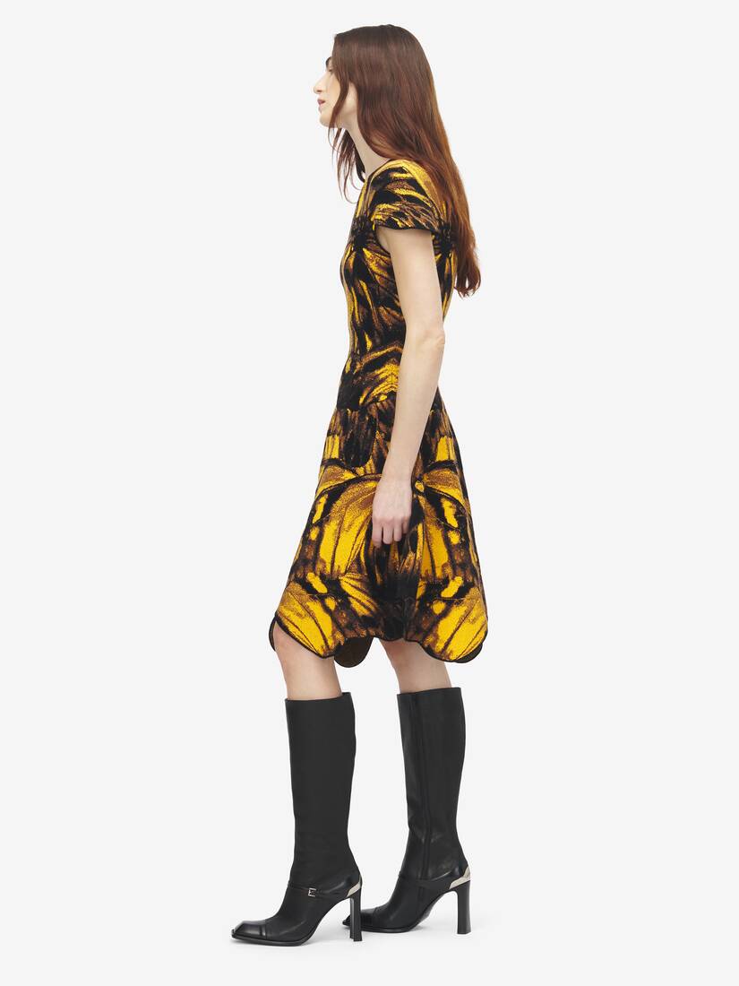 不对称飞蛾提花连衣裙 | Alexander McQueen - image 3