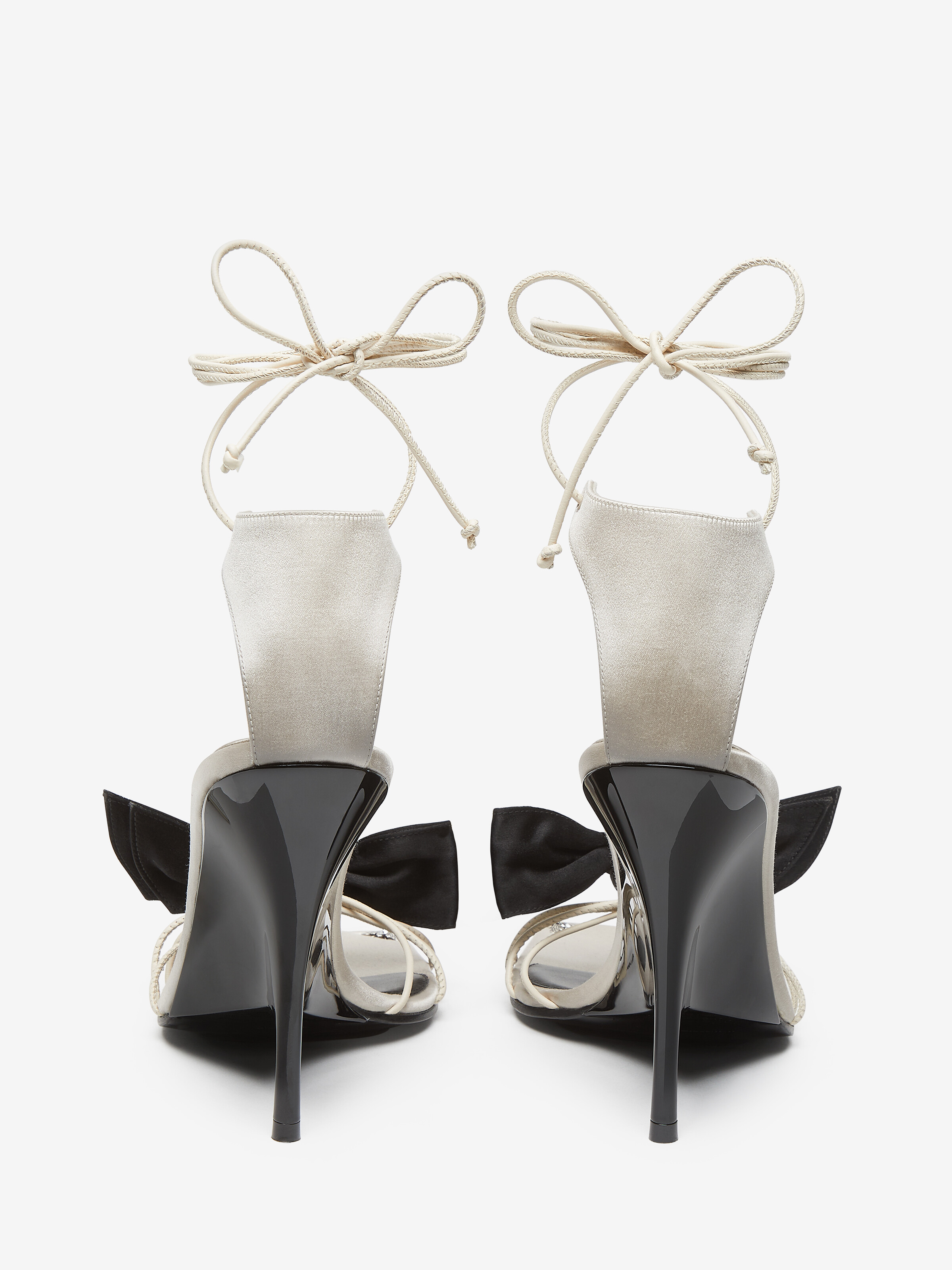 Women's Koko Sandal in Ivory/Black in 72% Viscose, 28% Silk | Alexander McQueen - image 3