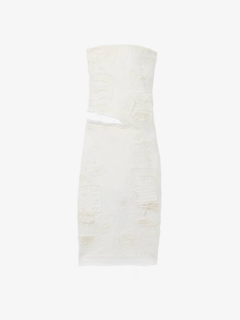 Slashed Denim Strapless Dress | Alexander McQueen - image 1