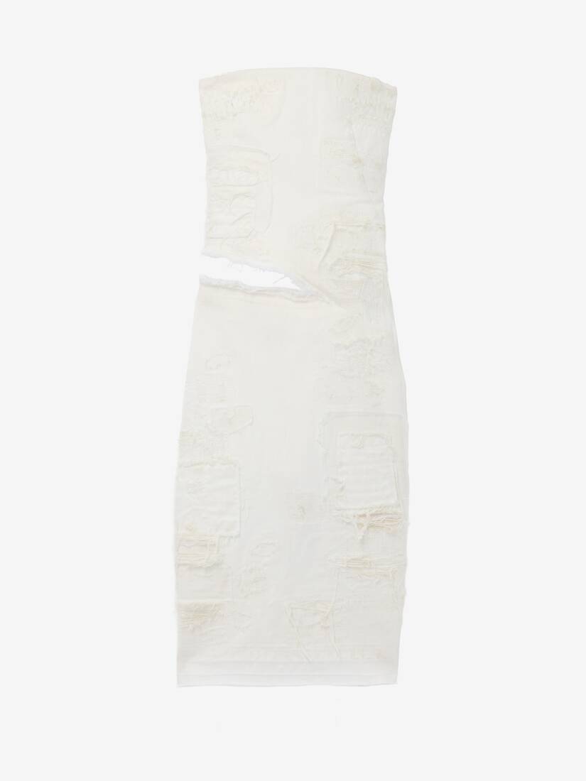 Slashed Denim Strapless Dress | Alexander McQueen - image 1