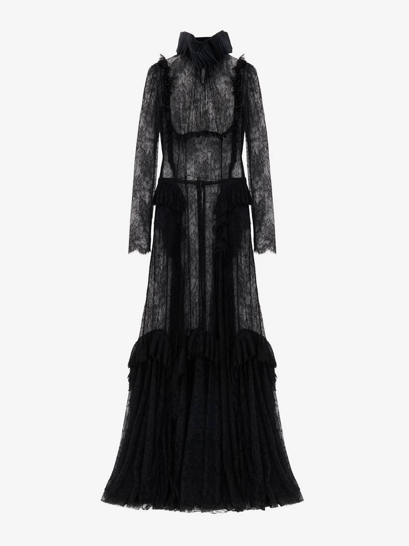 Floral Lace Embroidery Evening Dress