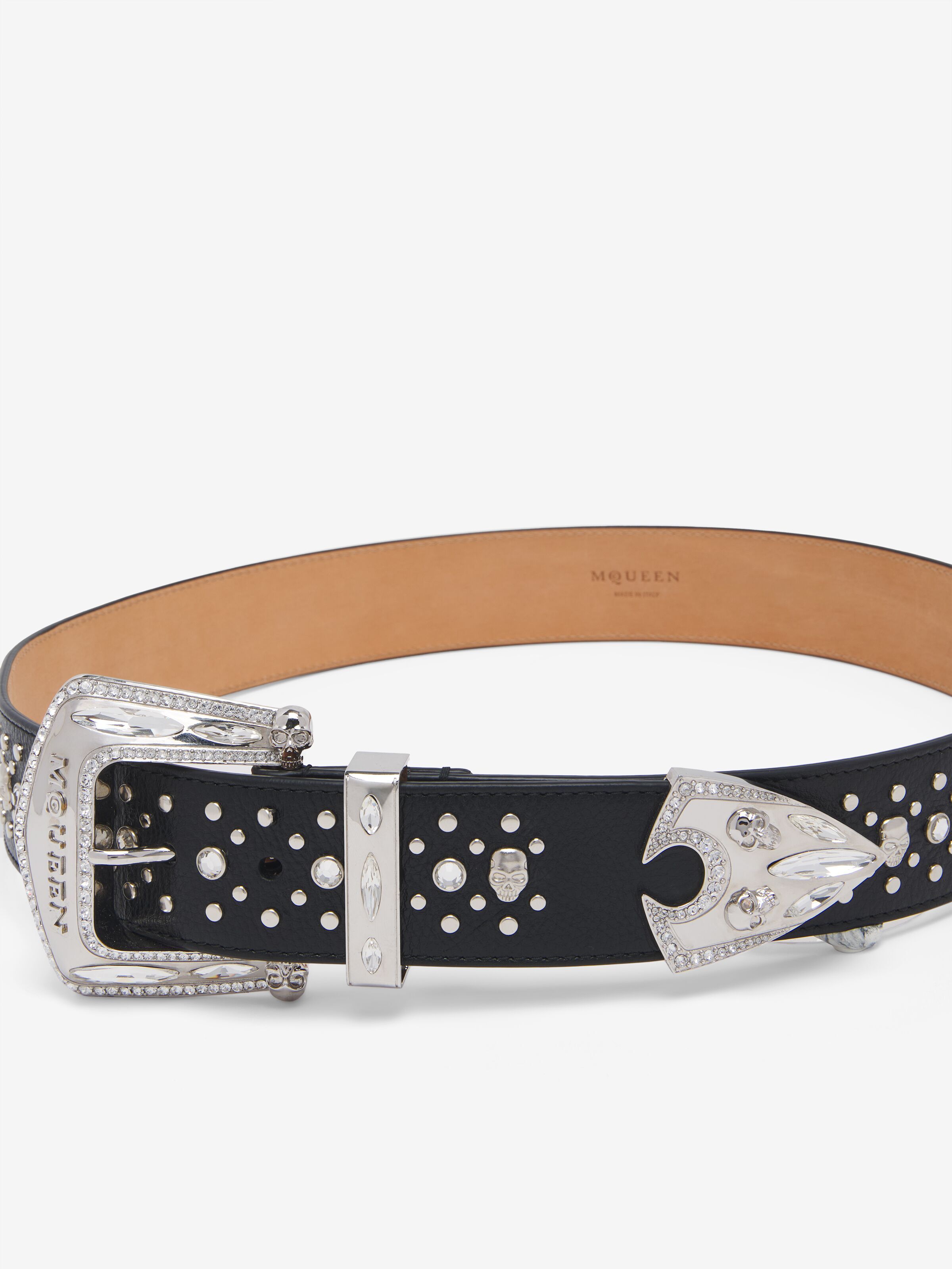 Men's McQueen studded belt in black