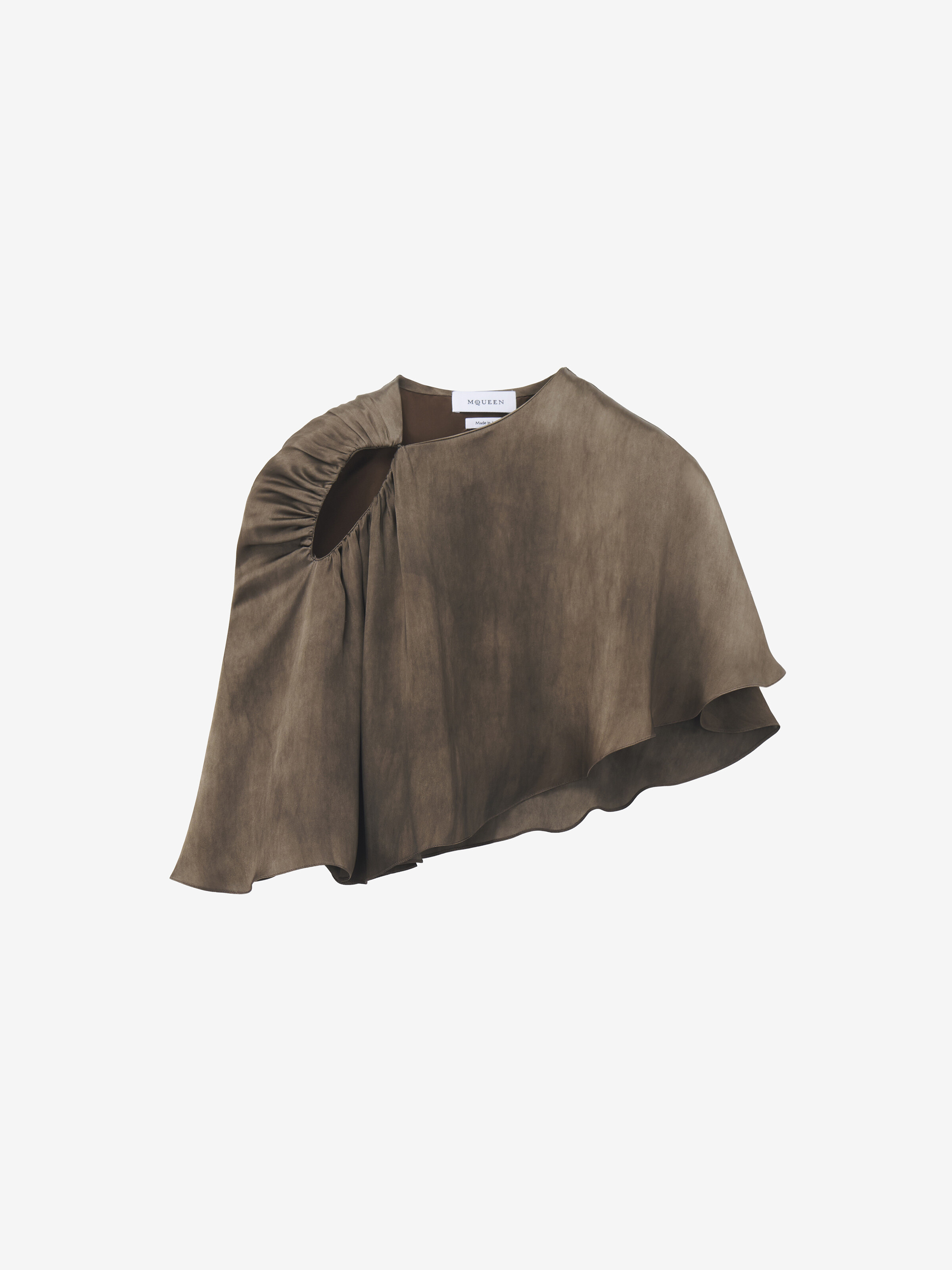 Women's Asymmetric Cape in Brown in 63% Acetate, 37% Viscose | Alexander McQueen - image 1