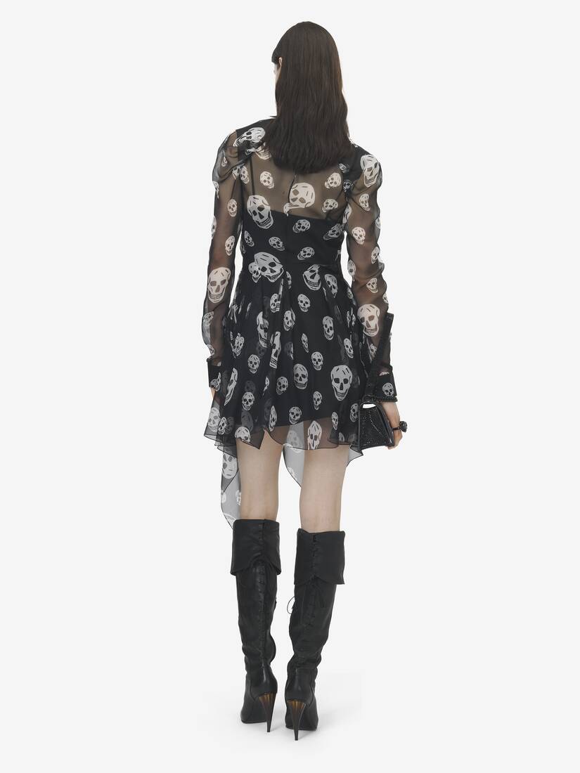 Robe portefeuille en soie à imprimé Skull | Alexander McQueen - image 4