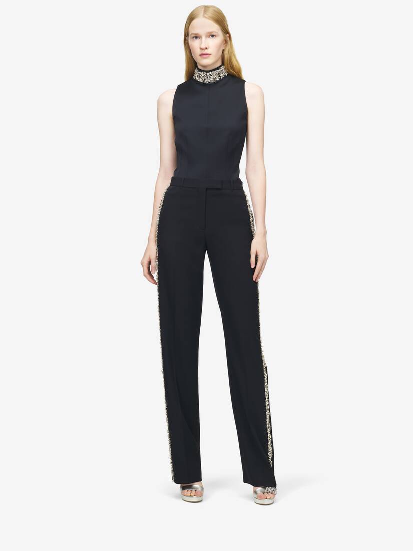 Crystal Embroidery Tuxedo Trousers