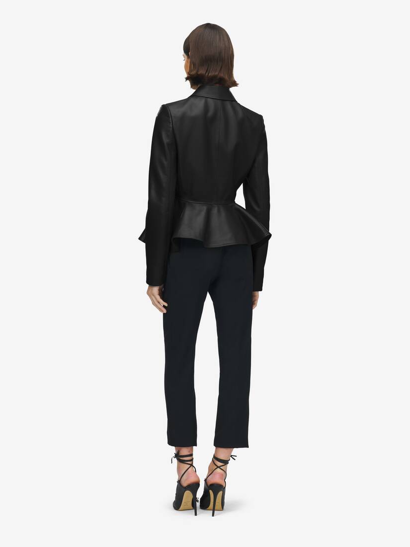 Leather Peplum Jacket | Alexander McQueen - image 5