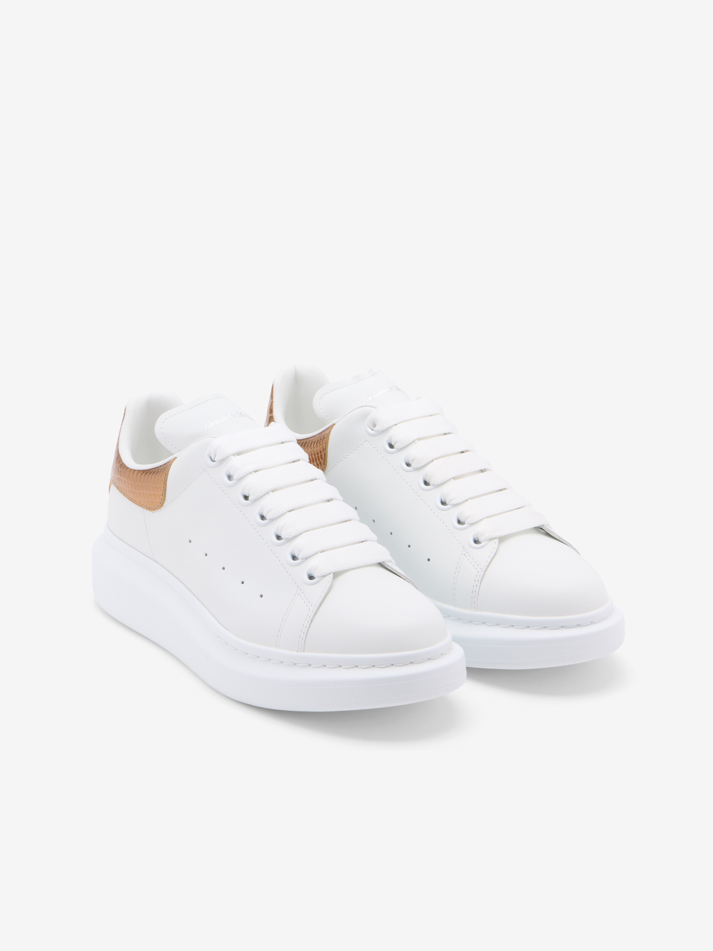 Women's Oversized Sneaker in White/Gold in Calf Leather | Alexander McQueen - image 3
