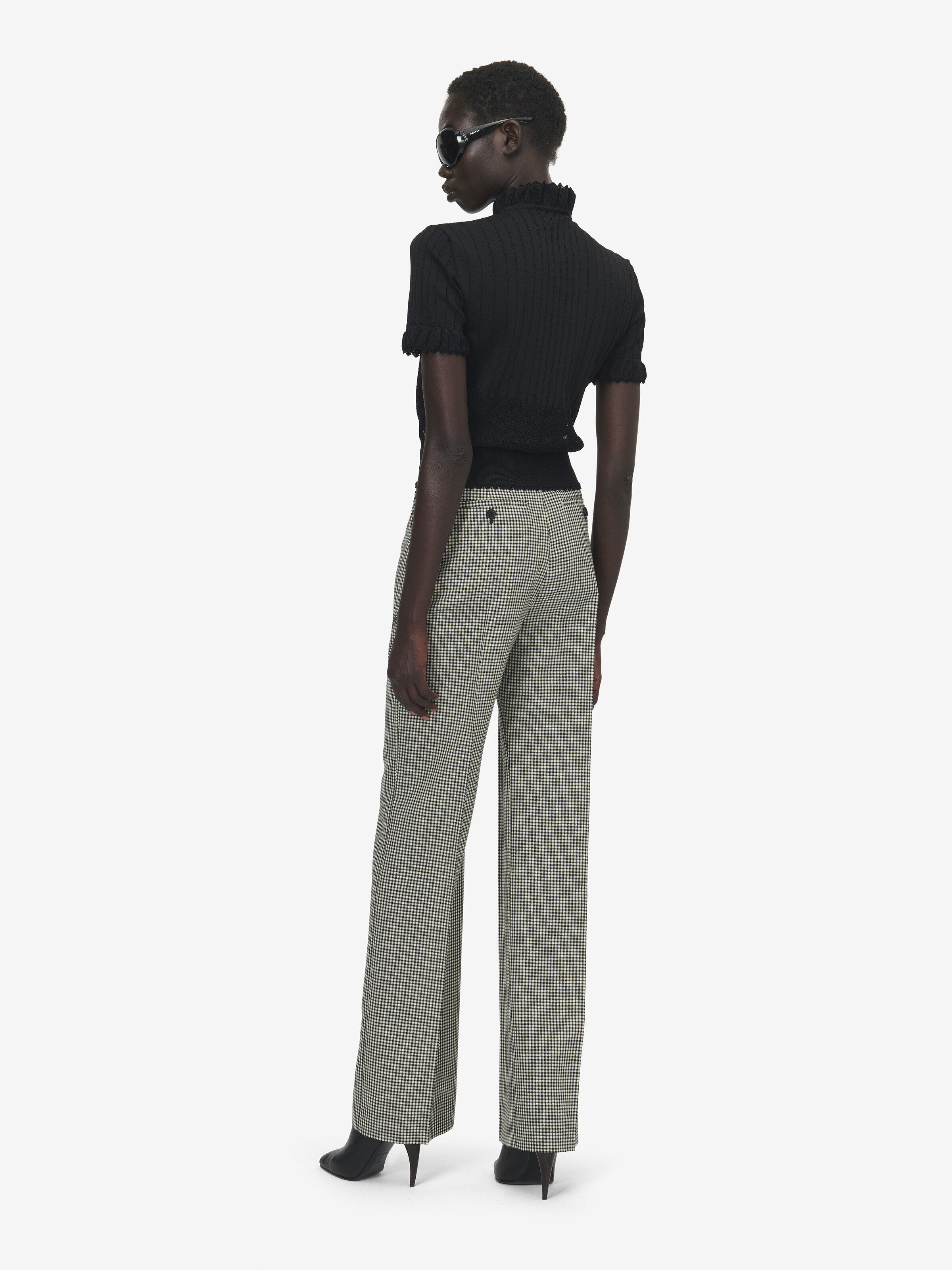 Women's Pointelle Knit Top in Black in 65% Viscose, 35% Polyamid | Alexander McQueen - image 4
